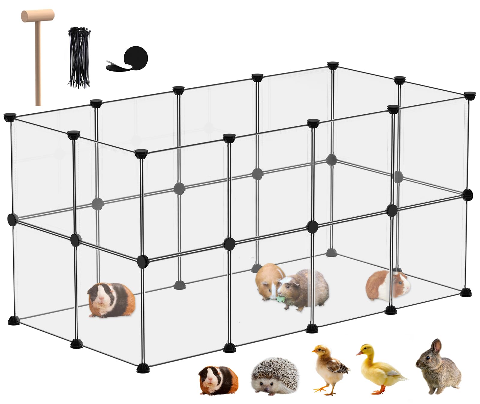 Funhola Small Animal Playpen, Guinea Pig Cages, 24 Panels Pet Playpen For Hamsters, Hedgehog, Bunny, Ferret, Indoor Outdoor Plas