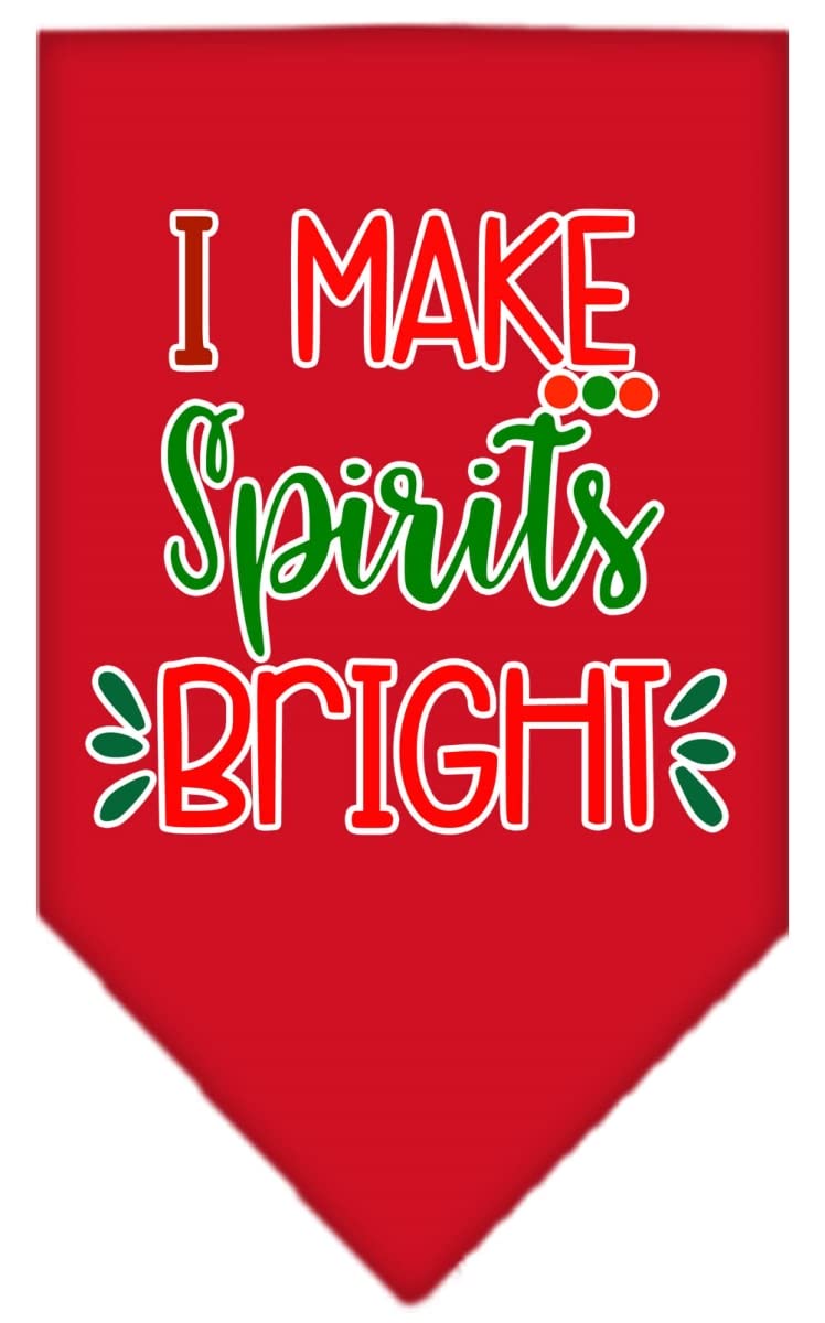 Christmas Pet and Dog Bandana Screen Printed, &quot;I Make Spirits Bright&quot; Red Small