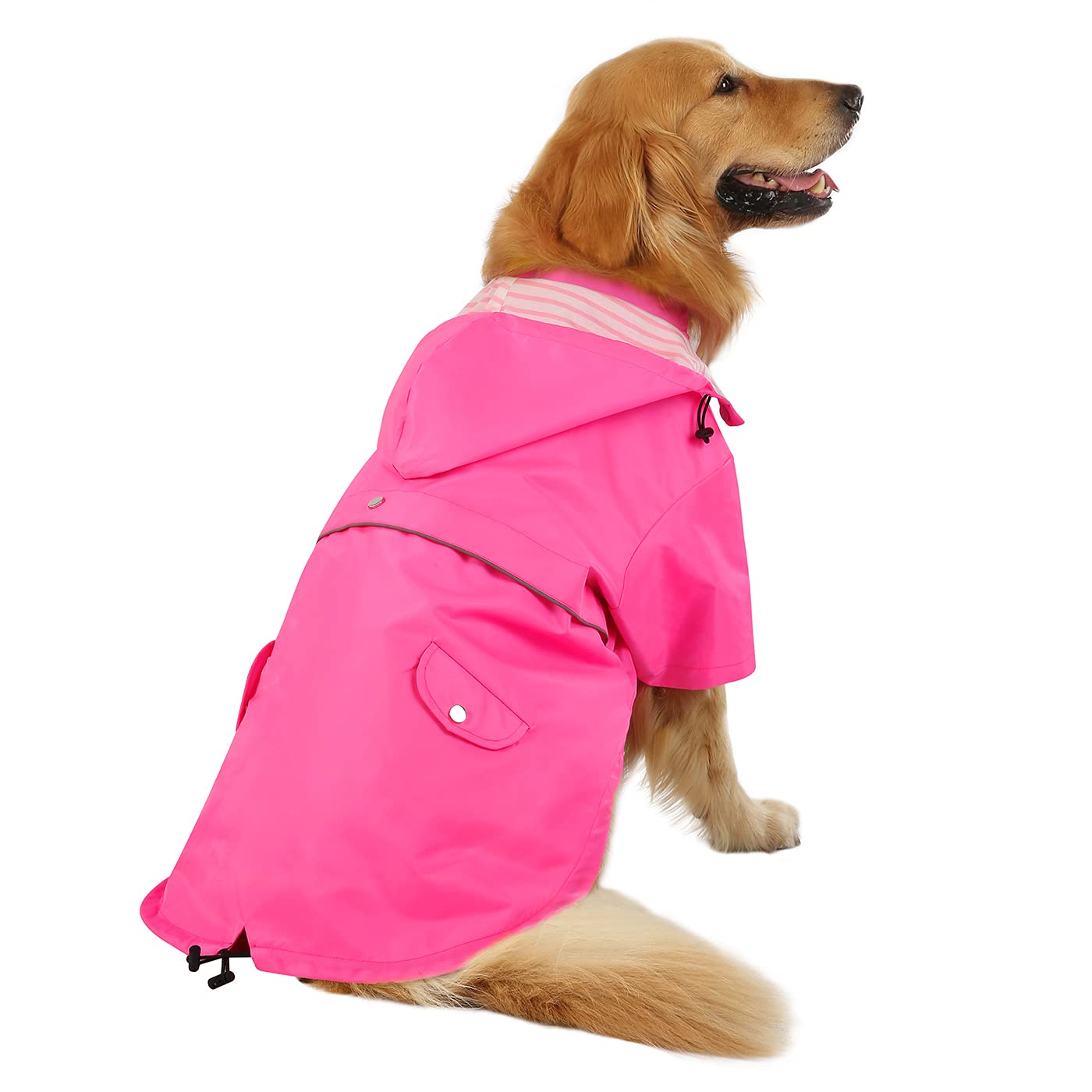 HDE Dog Raincoat Double Layer Zip Rain Jacket with Hood for Small to Large Dogs Pink - 2XL