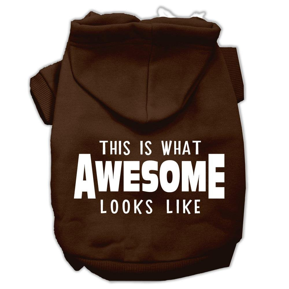 Pet Dog & Cat Hoodie Screen Printed, 'This Is What Awesome Looks Like' Brown Sm (3-6 Lbs.)