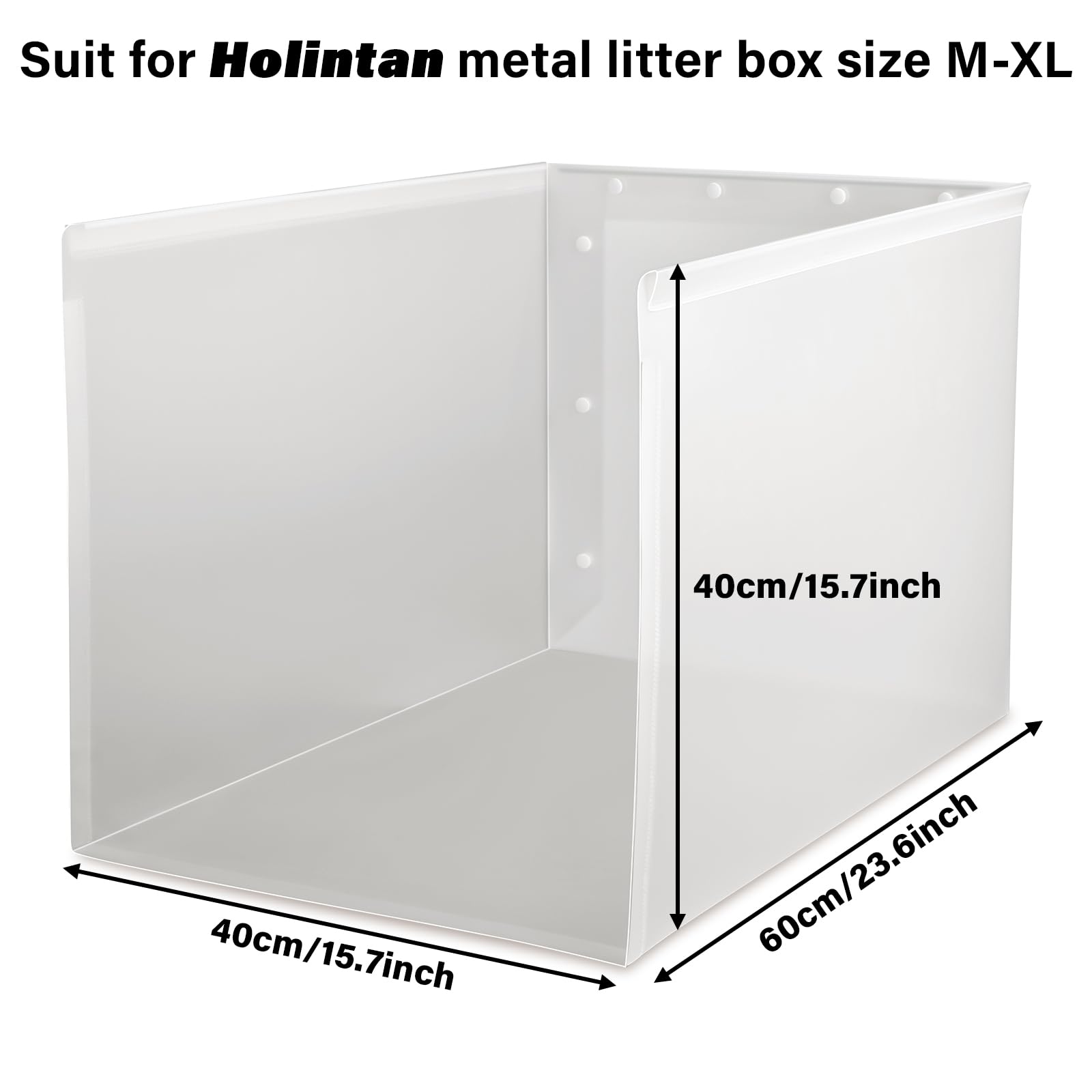 Holintan Litter Box Shield, 23.6''X15.7''X15.7''(Height) Xl Litter Box Splash Guard Without Leakage, High Sided Cat Litterbox Pe