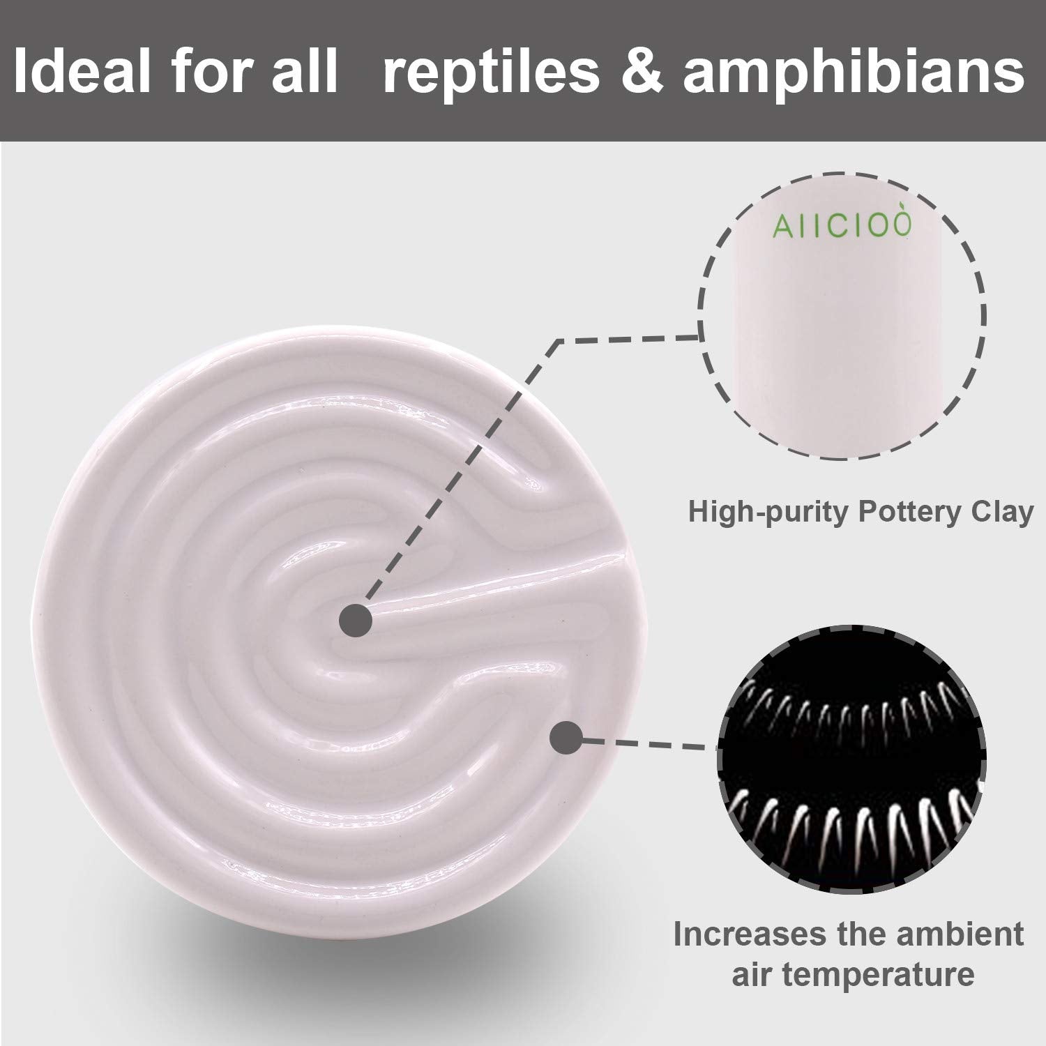 Reptile Heat Lamp Bulb -60W Ceramic Heat Emitter No Harm No Light Infrared Heater Lamp For Chicken Coop Lizard Aquarium Snake Outside Dogs Brooder 110V,White