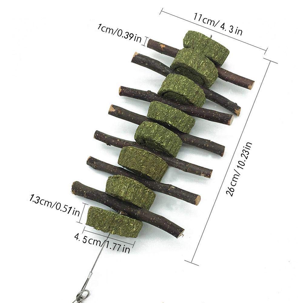Pesandy Bunny Chew Toys For Teeth, Organic Apple Wood Molar Sticks With Timothy Hay Circles For Bunny Chinchilla Guinea Pig Hamsters Holland Lop Prairie Dogs Squirrels Gerbils, Improves Dental Health