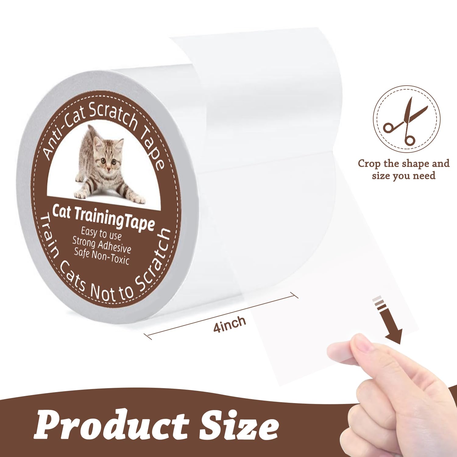 Anti Cat Scratch Tape, 4 Inches X 30 Yards Cat Training Tape, 100% Transparent Double Sided Tape For Anti Cat Scratcher, Sticky