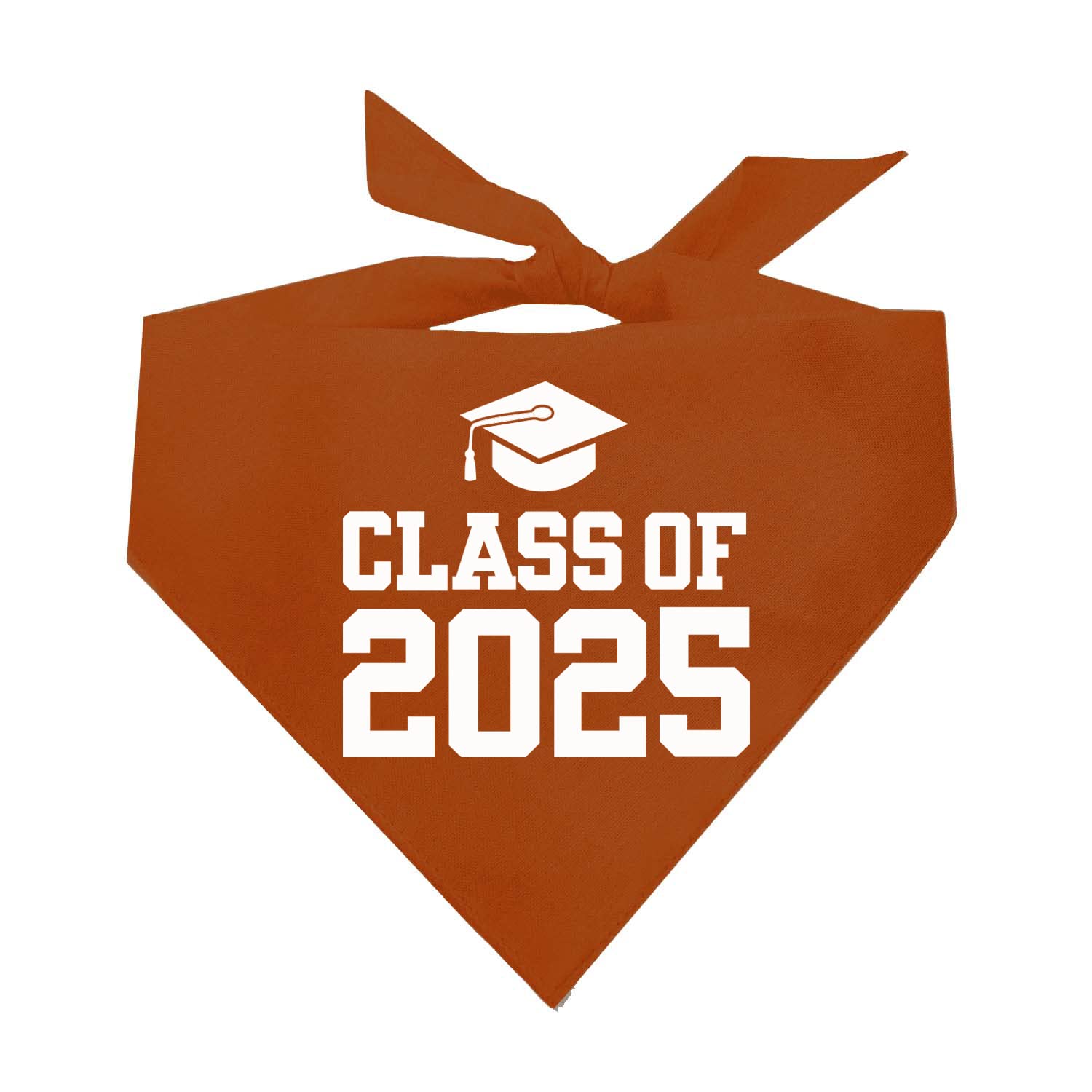 Class Of 2025 Dog Bandana | 100% Cotton Triangle | School Graduation Ceremony Party | Mom Dad Graduating Prop | 644 Dark Orange,