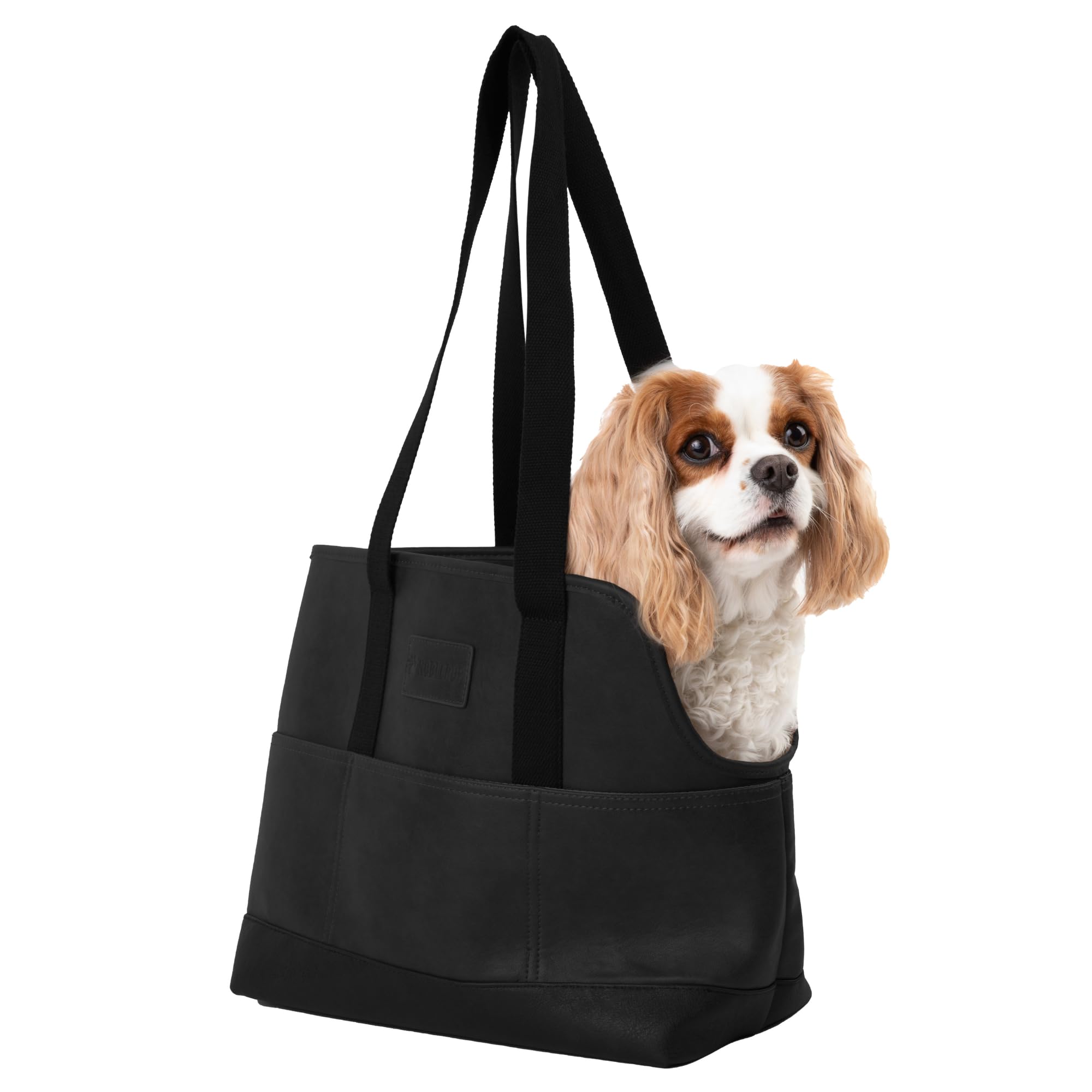 Noblepup Luxury Dog Purse Carrier - Brown Faux Leather Pet Carrier, Secure Harness Clip, Tote Bag For Small Dogs And Puppies