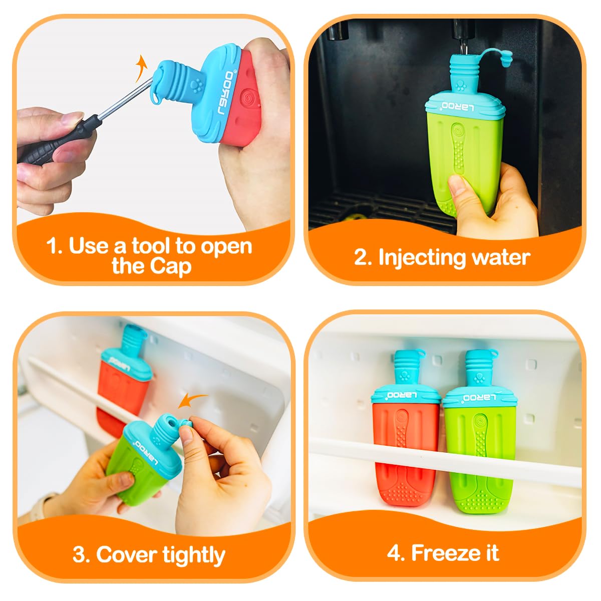 Laroo Dogs Toys For Summer Cooling, Frozen Dog Toys, Full With Water Frozen, Prevention Of Heat Stroke Upgraded Teething Chew Toy (Ice Pop Shape-Yellow)