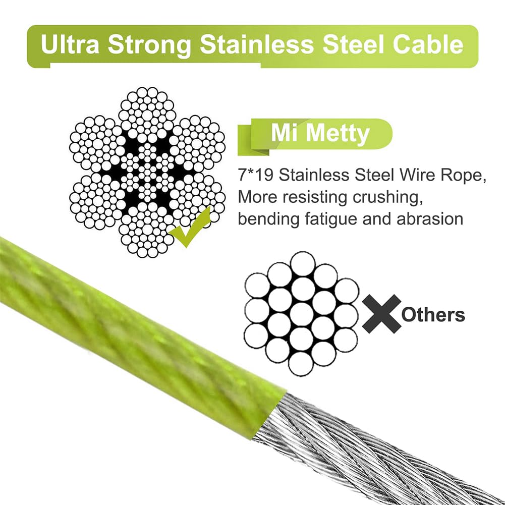 Mi Metty 10Ft Heavy Duty Dog Tie Out Cable For Large Dogs Up To 125Lbs - Durable Dog Runner For Outdoor Yard And Camping