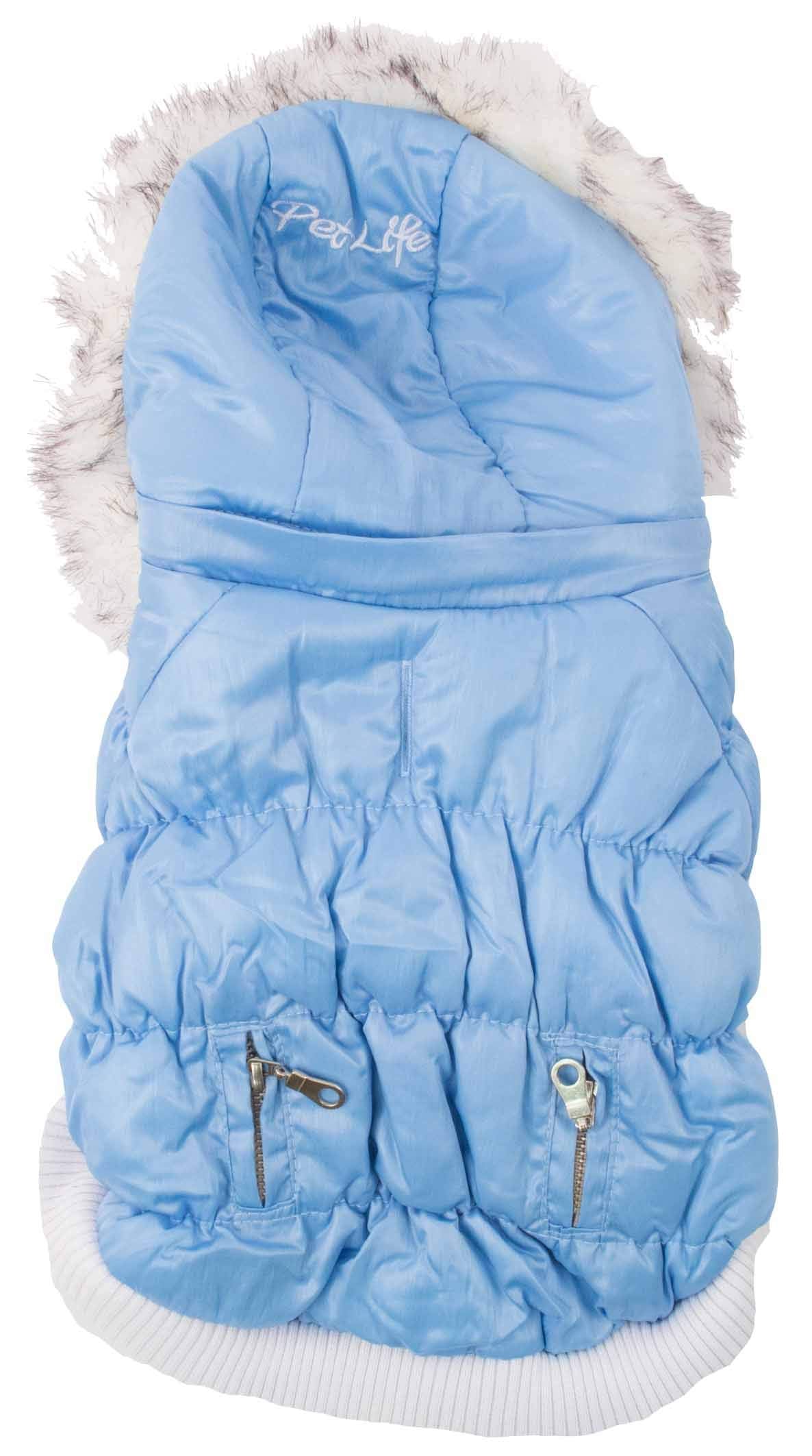 Pet Life Dpf00063 Metallic Ski Parka Dog Coats With Removable Hood, Small, Blue