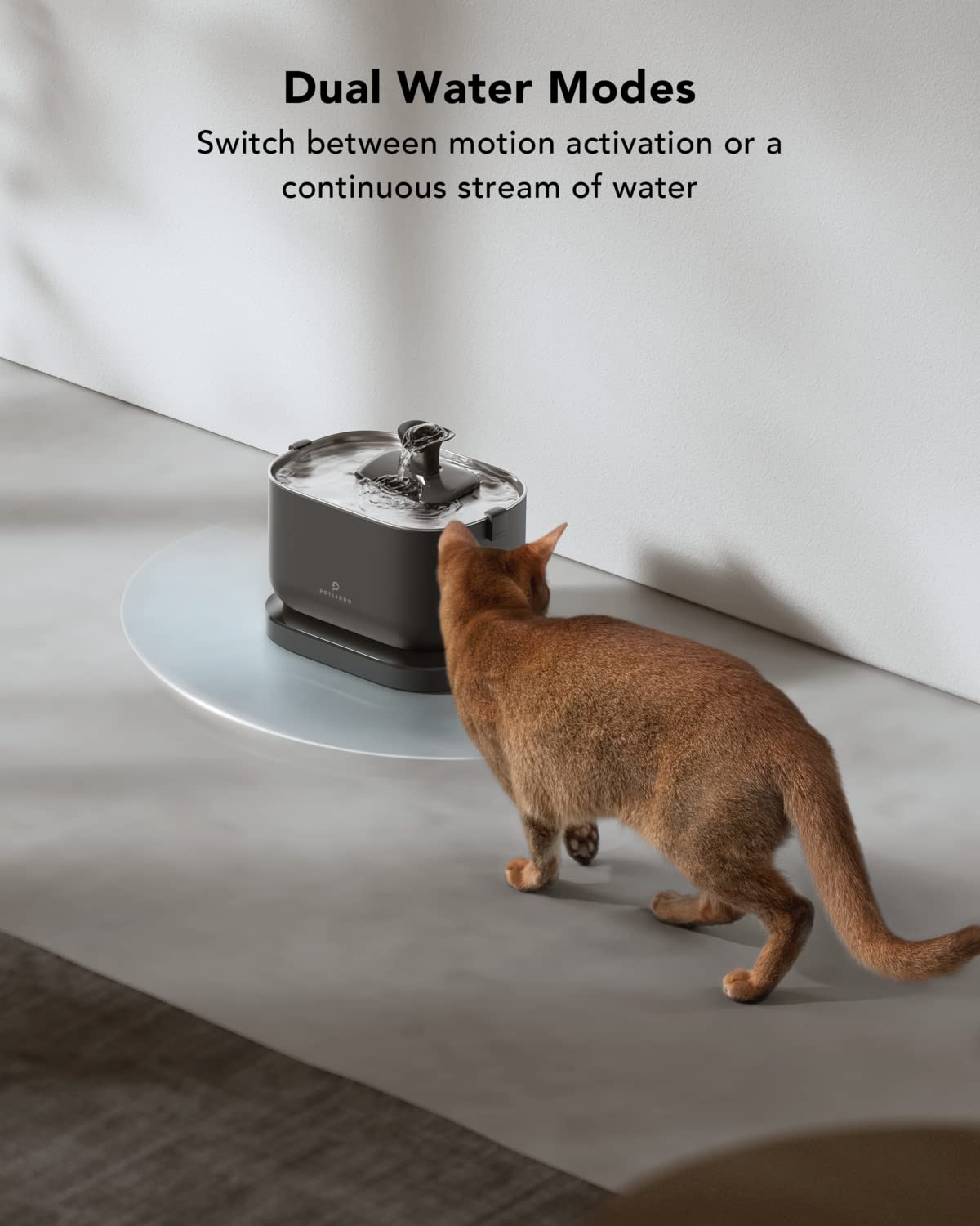 PETLIBRO Cordless Cat Water Fountain - 2.5L Battery Operated, Stainless Steel Tray, Easy to Clean, BPA-Free, Black
