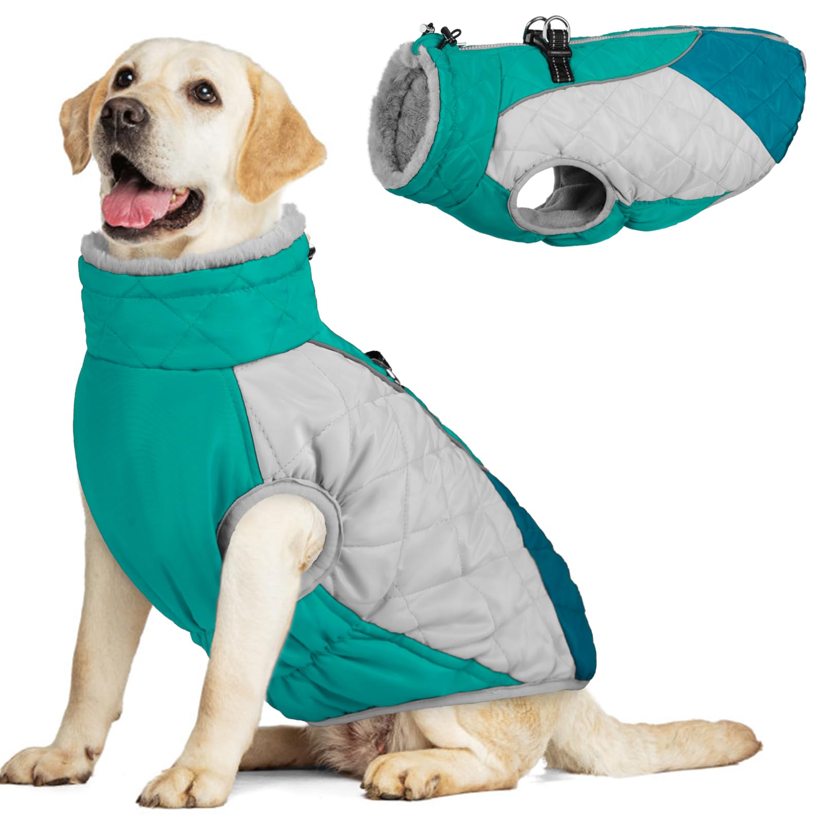 Aofitee Dog Coat, Warm Dog Jacket, Reflective Dogs Winter Coat With Harness Built In And Fleece Lined, Waterproof Pet Winter Jac