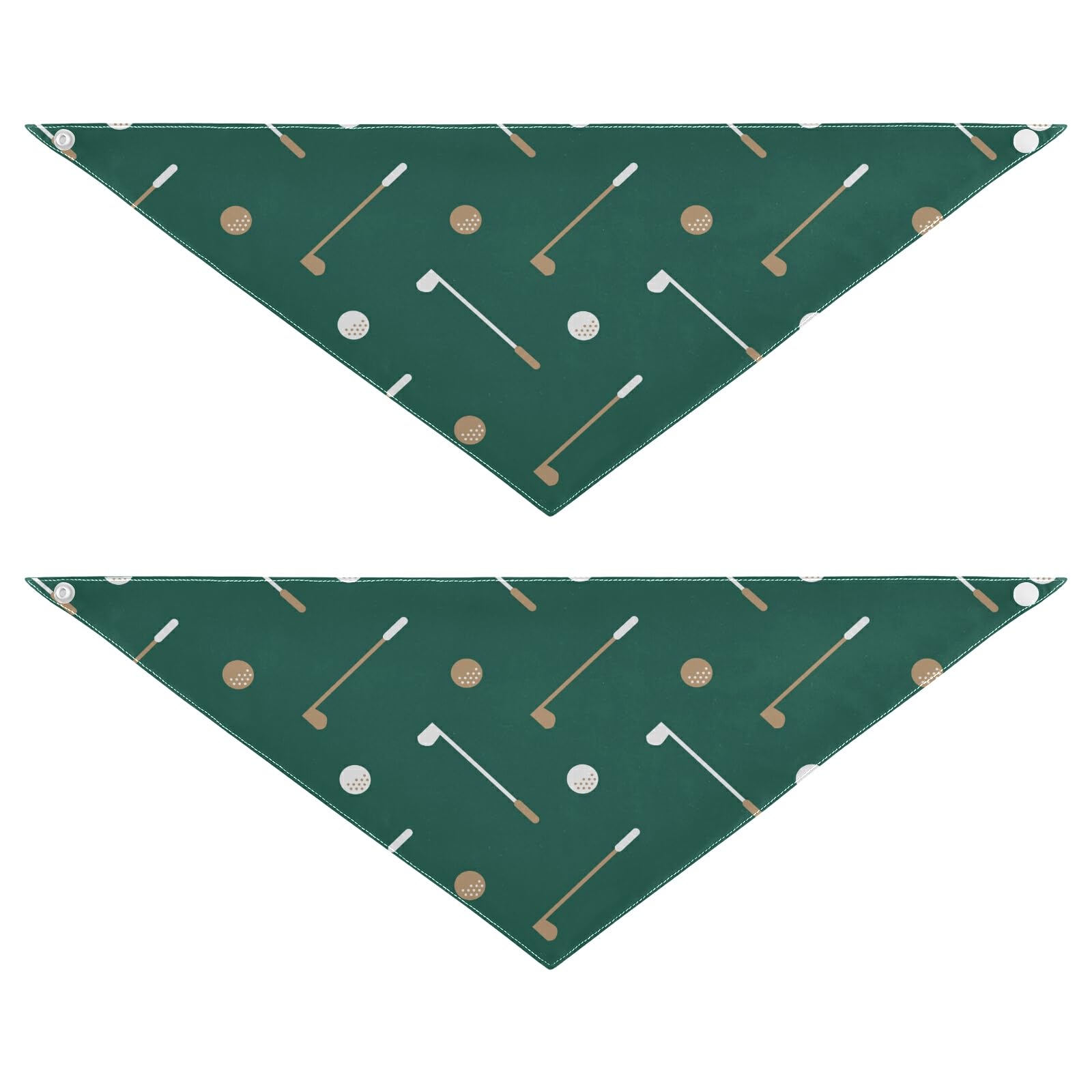 2 Pack Dog Bandanas Golf Club Ball Pattern Milk Silk Pet Bandana Scarf Snap Button Triangle Bibs Kerchief Set Pet Holiday Access