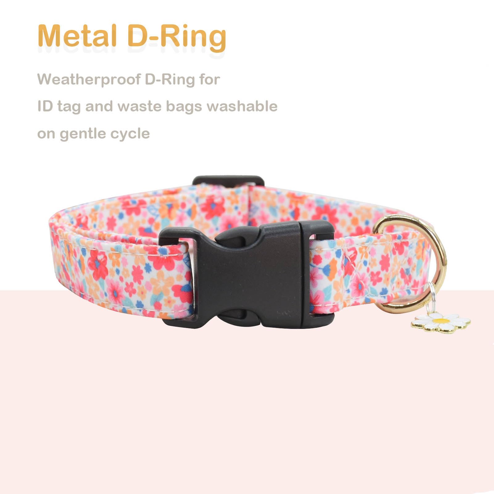 2 Pcs Cotton Dog Collar Soft Cute Flower -3 Sizes Soft Nylon Puppy Collar Adjustable For Girl Female Small Medium Large Dogs (Fl