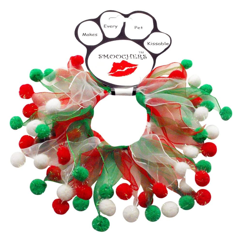 Christmas Pet, Dog and Cat Smoocher Pet Necklace, &quot;Candy Cane Fuzzy, Christmas Bells, Christmas Fuzzy Wuzzy, Christmas Bones or Stars&quot; L Christmas Fuzzy
