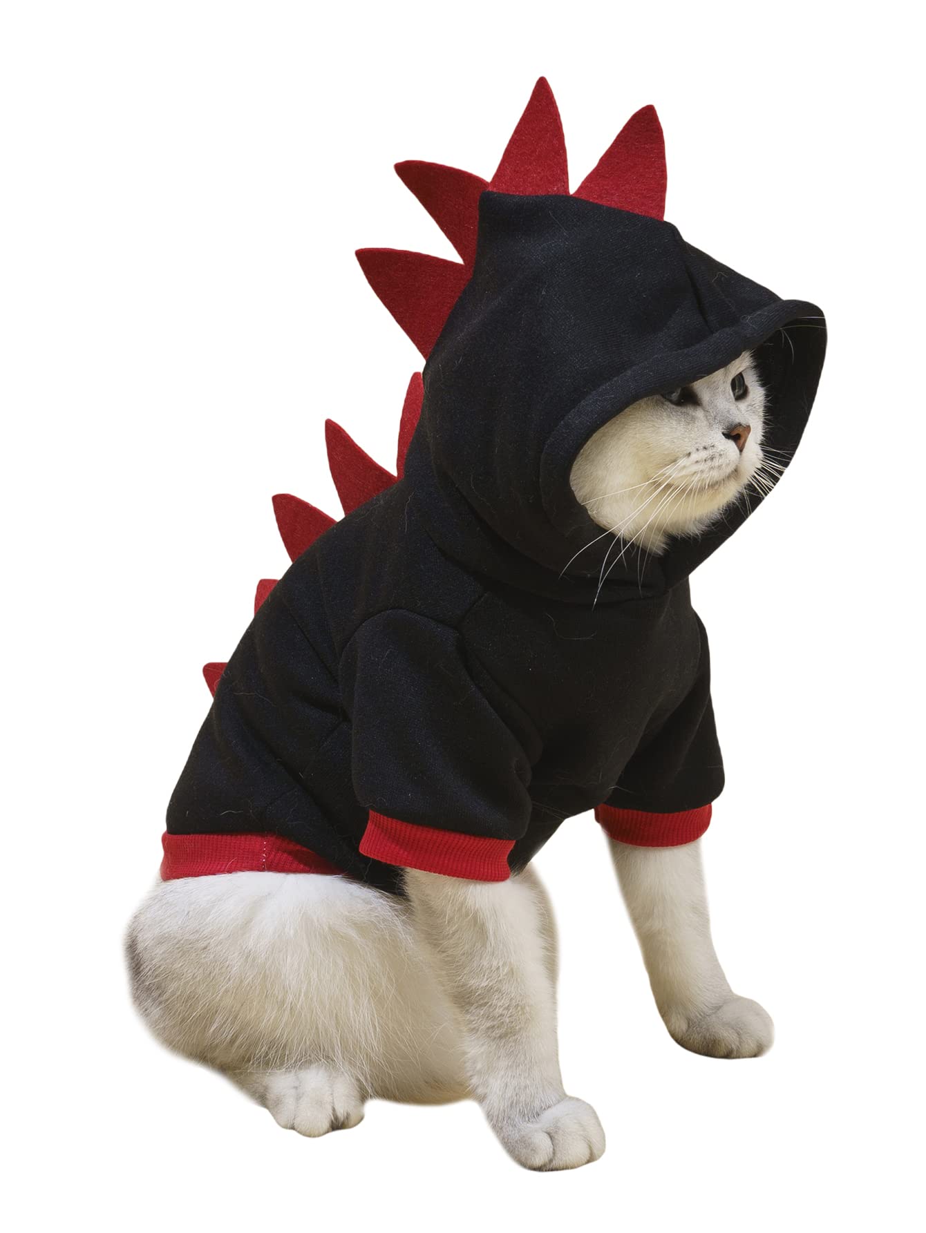 Qwinee Dinosaur Dog Hoodie Dog Warm Jacket Christmas Halloween Dog Costume Dog Clothes For Puppy Kitten Small Medium Dogs Cats Black L
