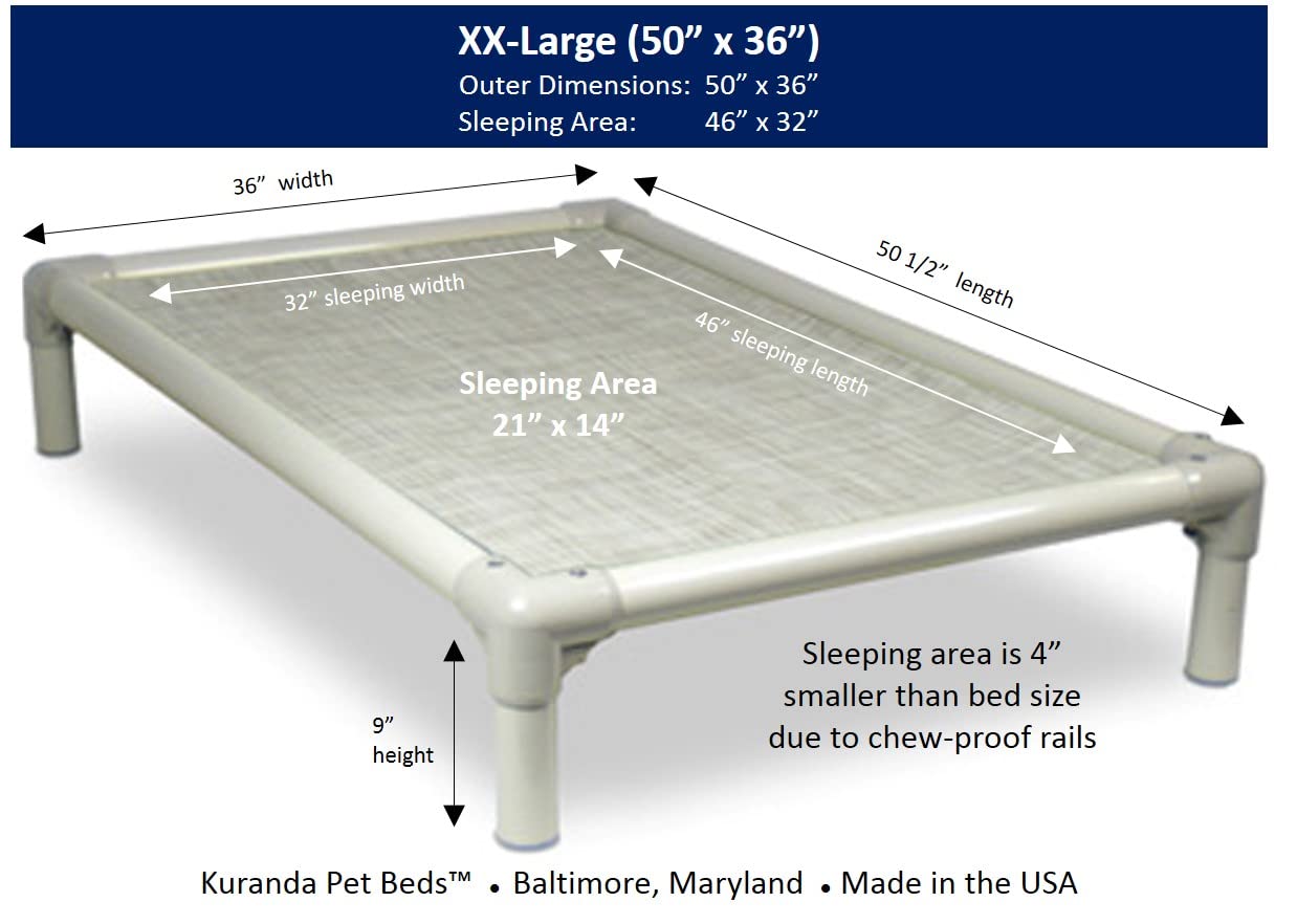 Kuranda Chewproof Bed - Almond Pvc - 50' X 36' - Sunsure Textilene - Birch