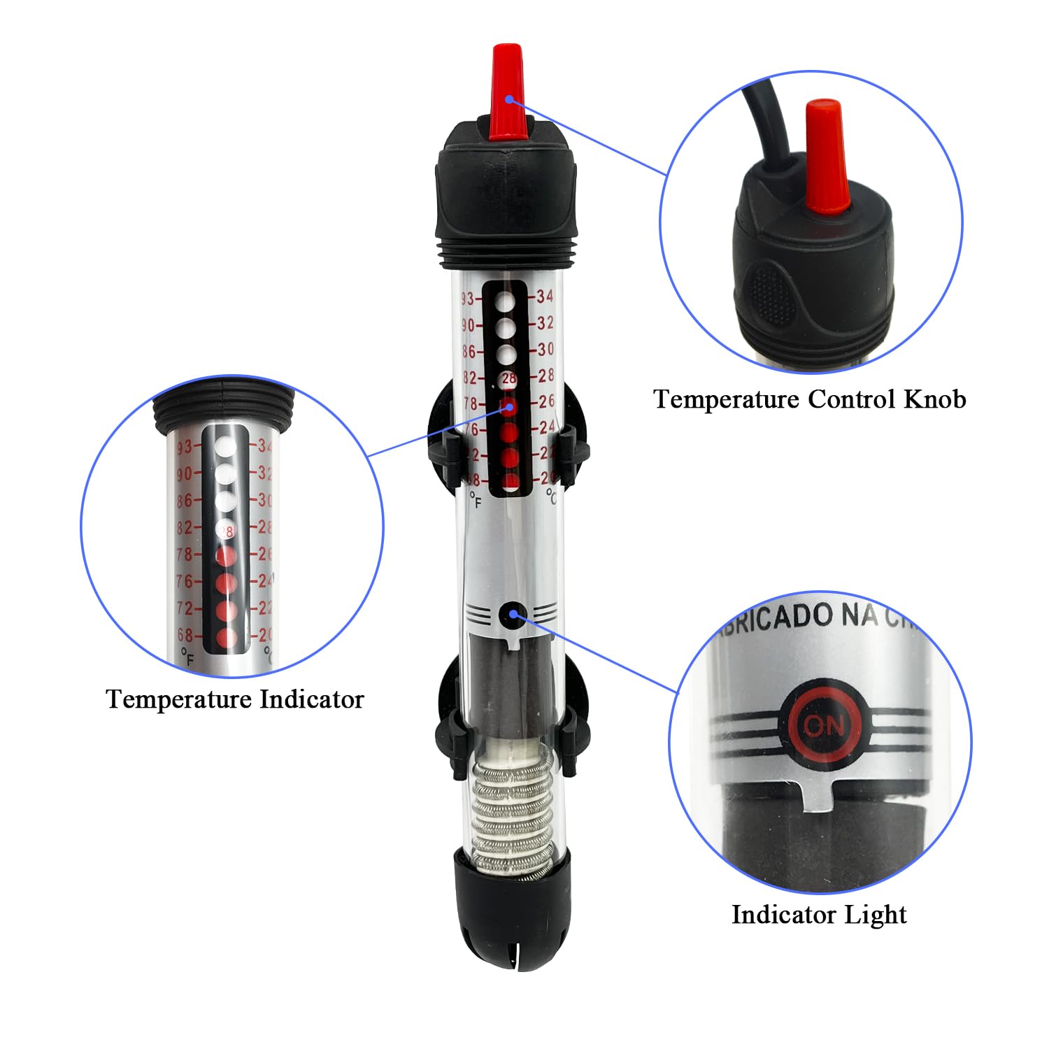 Bnzaq Fish Tank Aquarium Heater - Adjustable Temperature Submersible Thermostat Heater,25W/50W/100W/150W/200W/300W