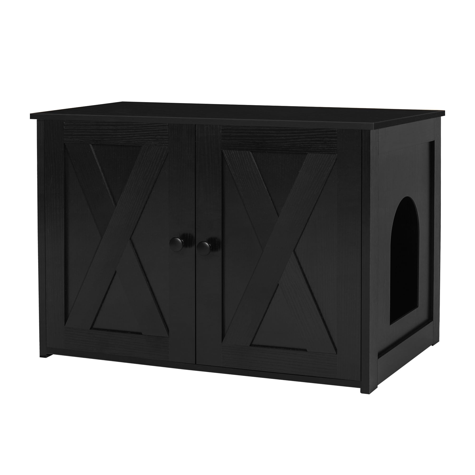 Dwanton Litter Box Enclosure, Cat Litter Box Furniture Hidden, Reversible Entrance Can Be On Left Or Right Side, Wooden Cat Wash