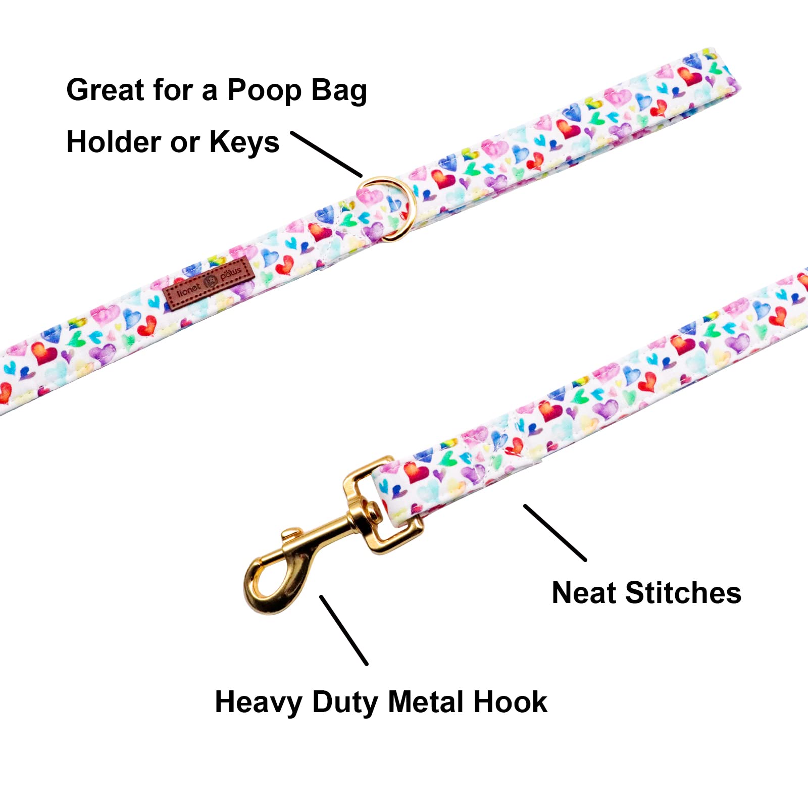 Lionet Paws Valentines Leash Matching Collar For Small Medium Large Dogs