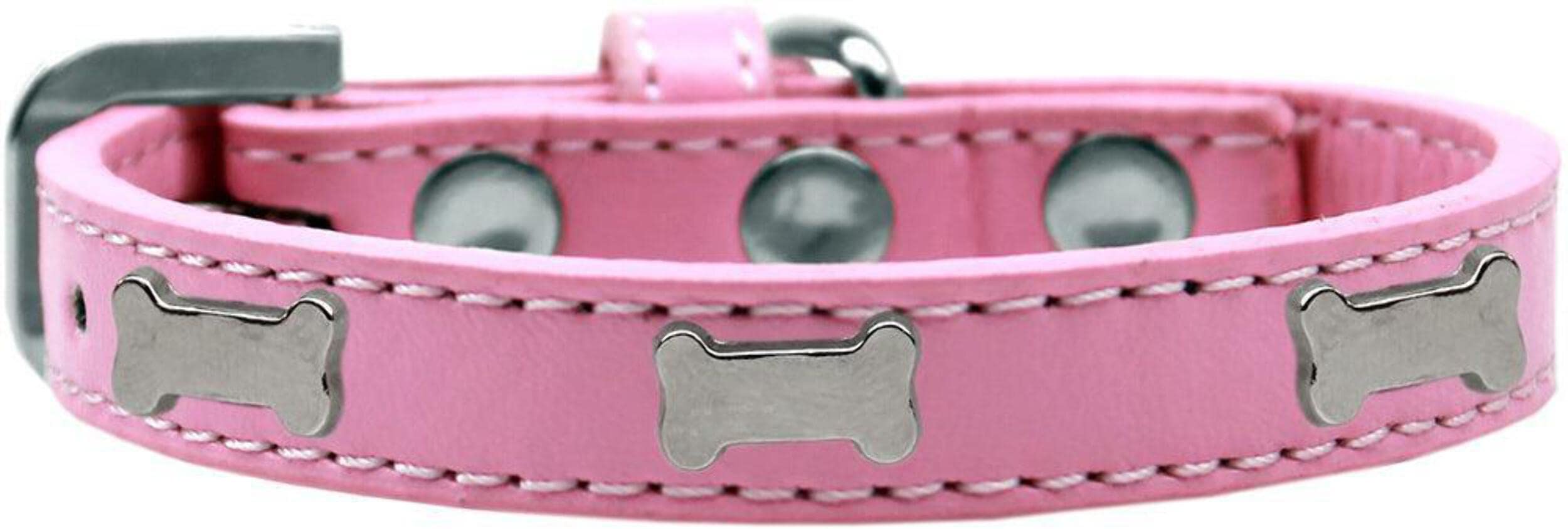 Mirage Pet Products 631-1 Rd12 Bone Widget Dog Collar Size 12 Silverred