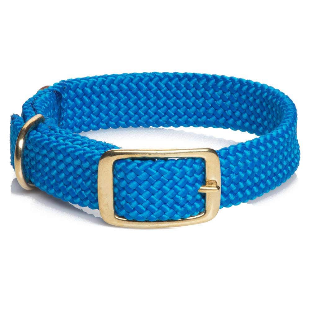 Mendota Pet Double Braid Collar - Brass - Dog Collar - Made In The Usa - Blue, 1 In X 21 In Standard