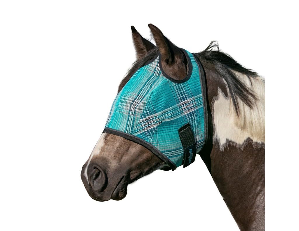 Kensington UV Horse Fly Mask with Web Trim - Protective Mask with Dual Ear Opening & Forelock Freedom - XXLarge, Atlantis