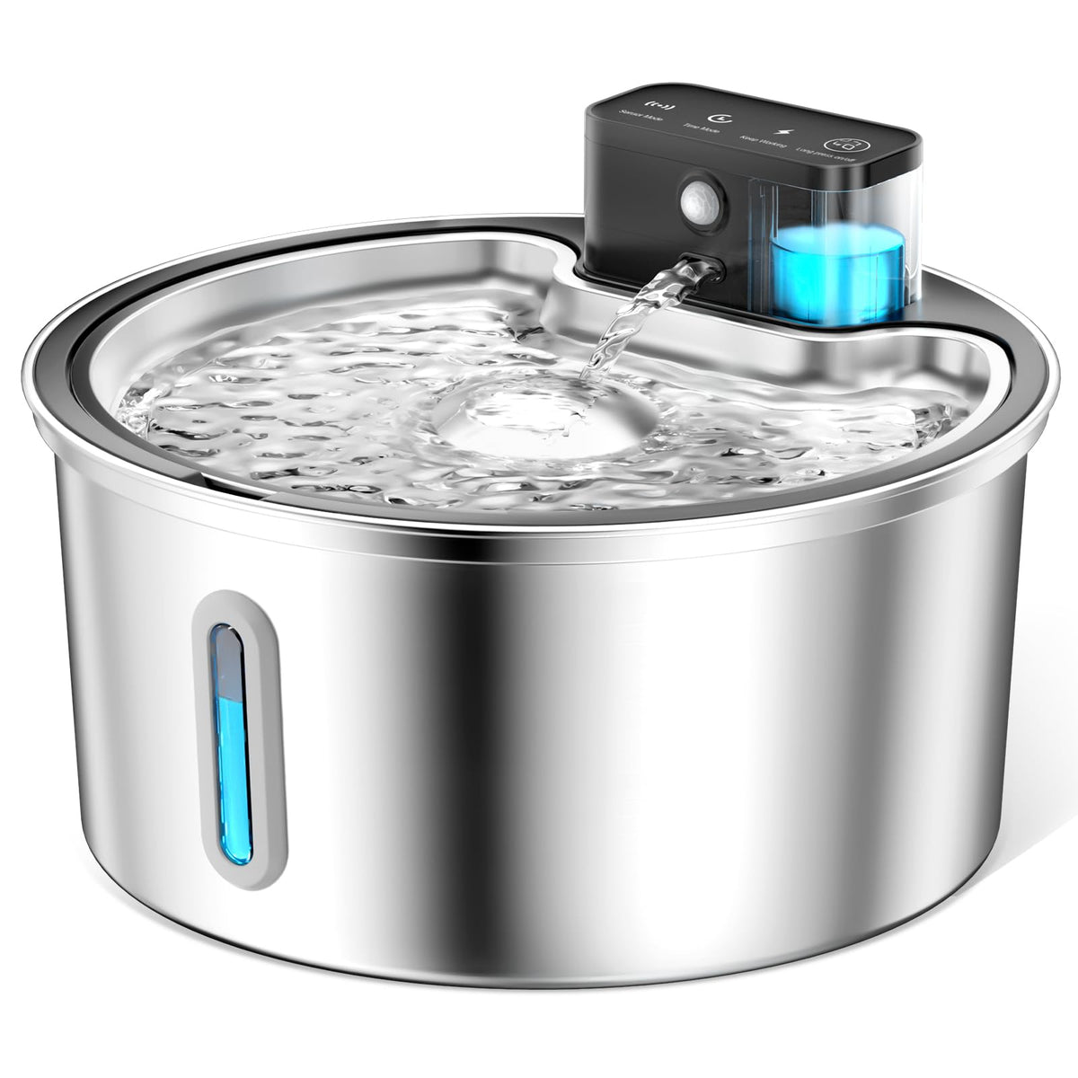 Pawpoll Wireless Cat Water Fountain Stainless Steel - 3.2L/108Oz Cordless Pet Water Fountain Battery Operated Cat Water Dispense