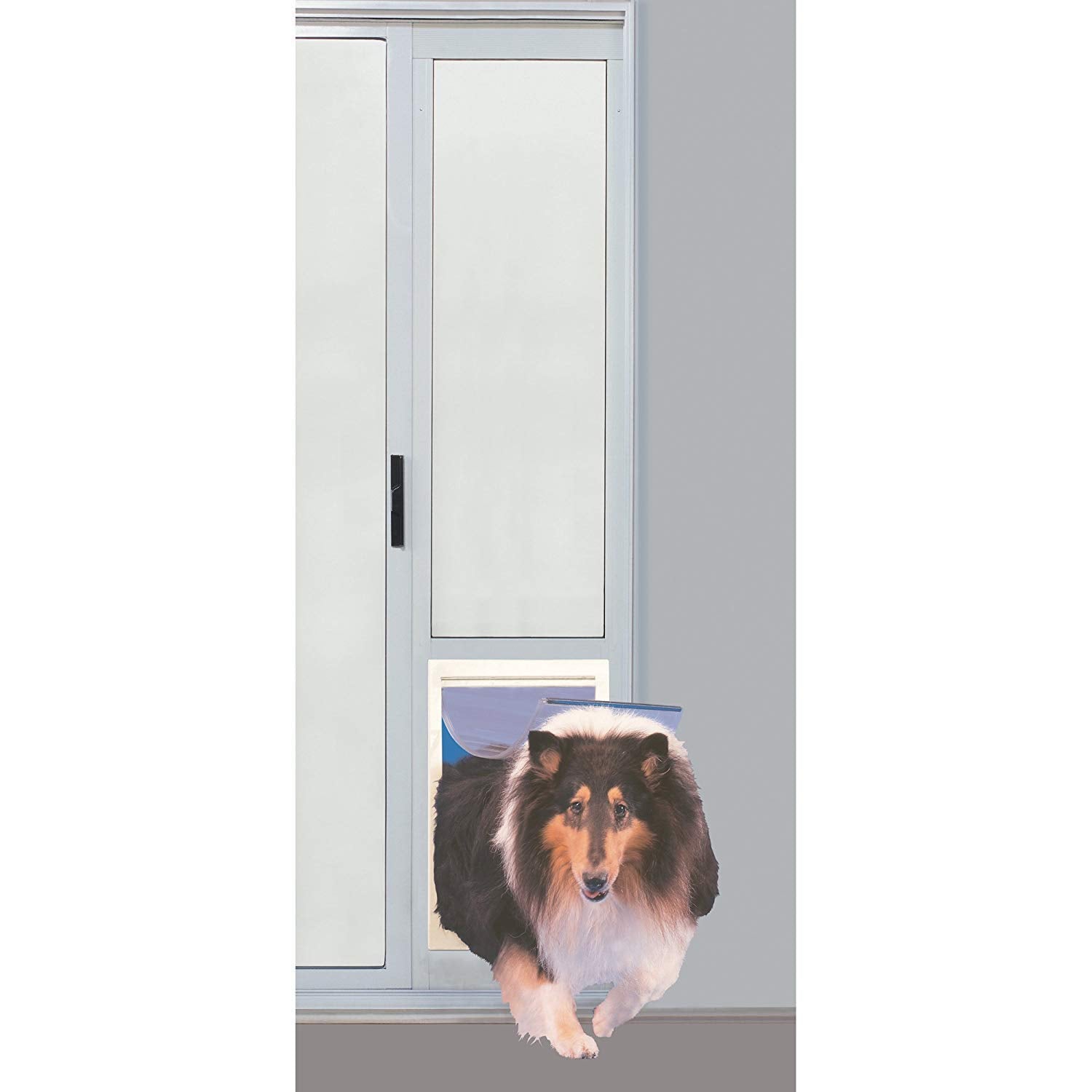 Ideal Pet Products Aluminum Pet Patio Door, Adjustable Height 77-5/8' To 80-3/8', 10-1/2' X 15' Flap Size, White