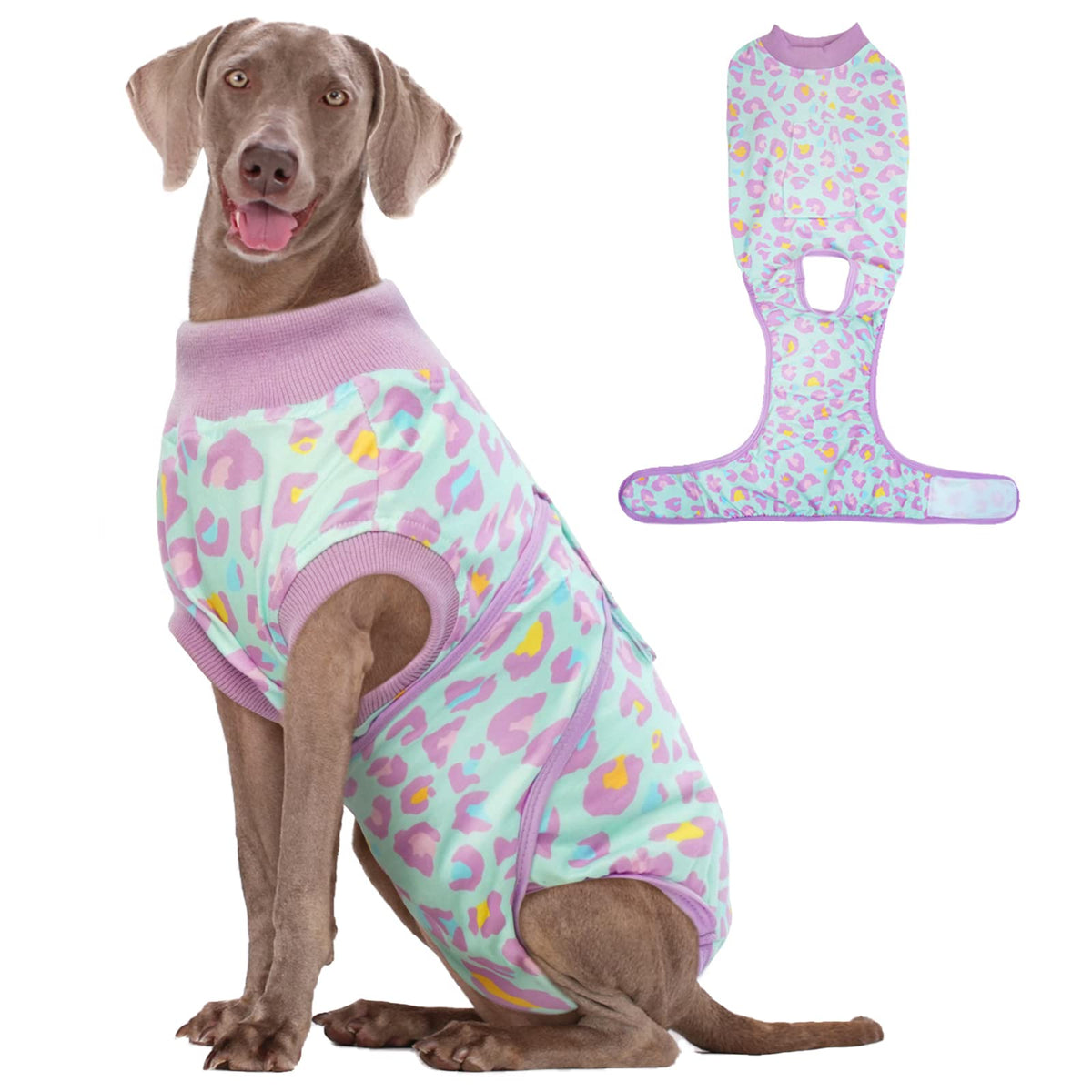 Kuoser Dog Recovery Suit For Dogs After Surgery,Professional Surgical Onesie For Female Male Dogs Spay Neuter,Soft Dog Surgery Suit Bodysuit For Abdominal Wounds Skin Disease,Light Purple Leopard 2Xl