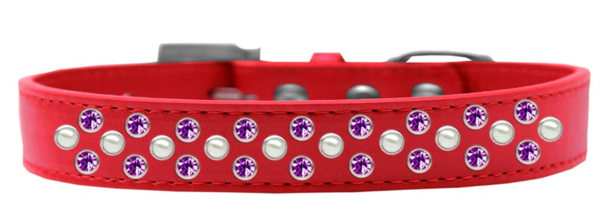 Dog, Puppy & Pet Fashion Collar, Pearl and Purple Crystal Rimsets Sprinkles White 12