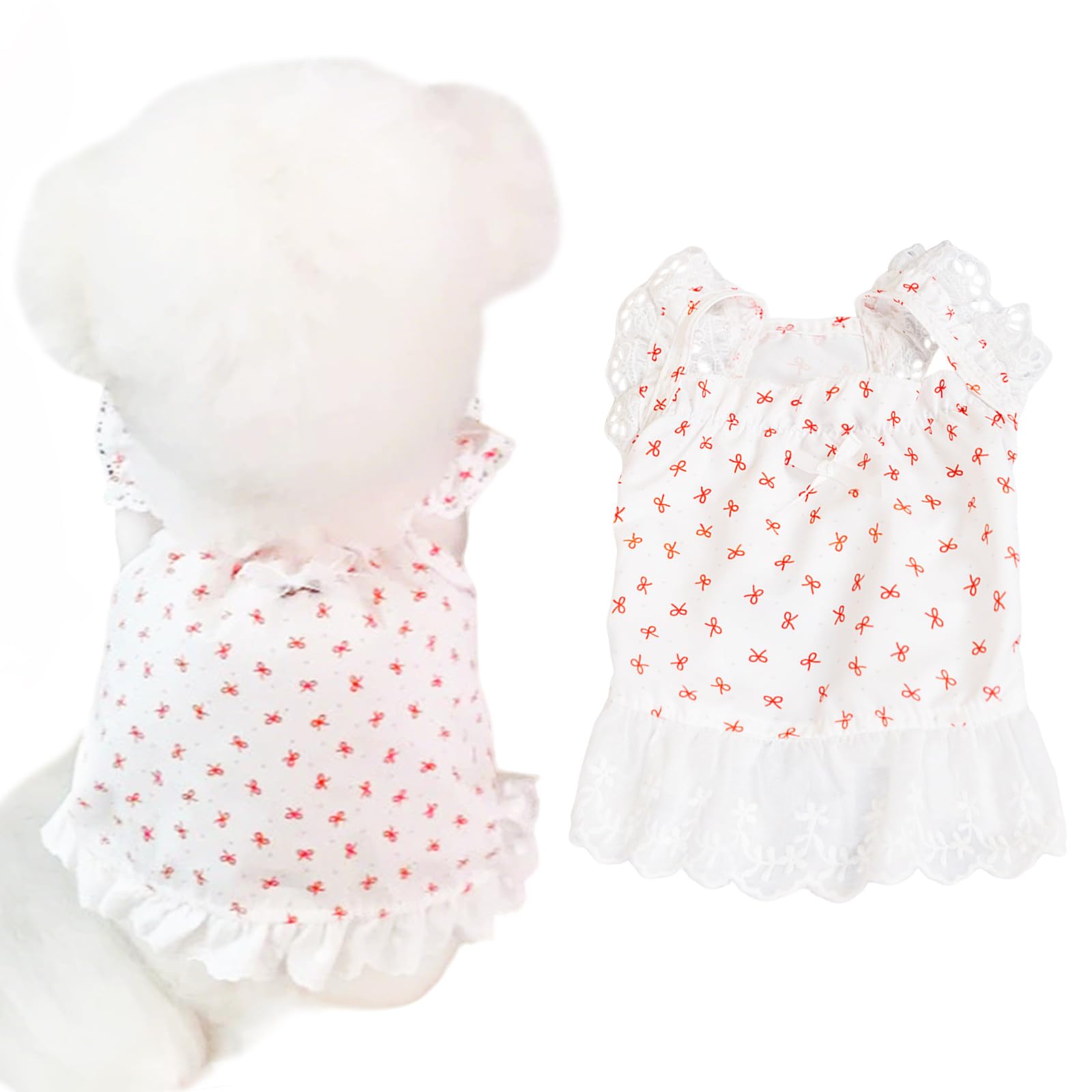 Xs Dog Clothes For Small Dogs Spring Summer Dress Bow Prints Cat Dresses Doggy Shirts Cute Puppy Pajamas For Female Shih Tzu Yor