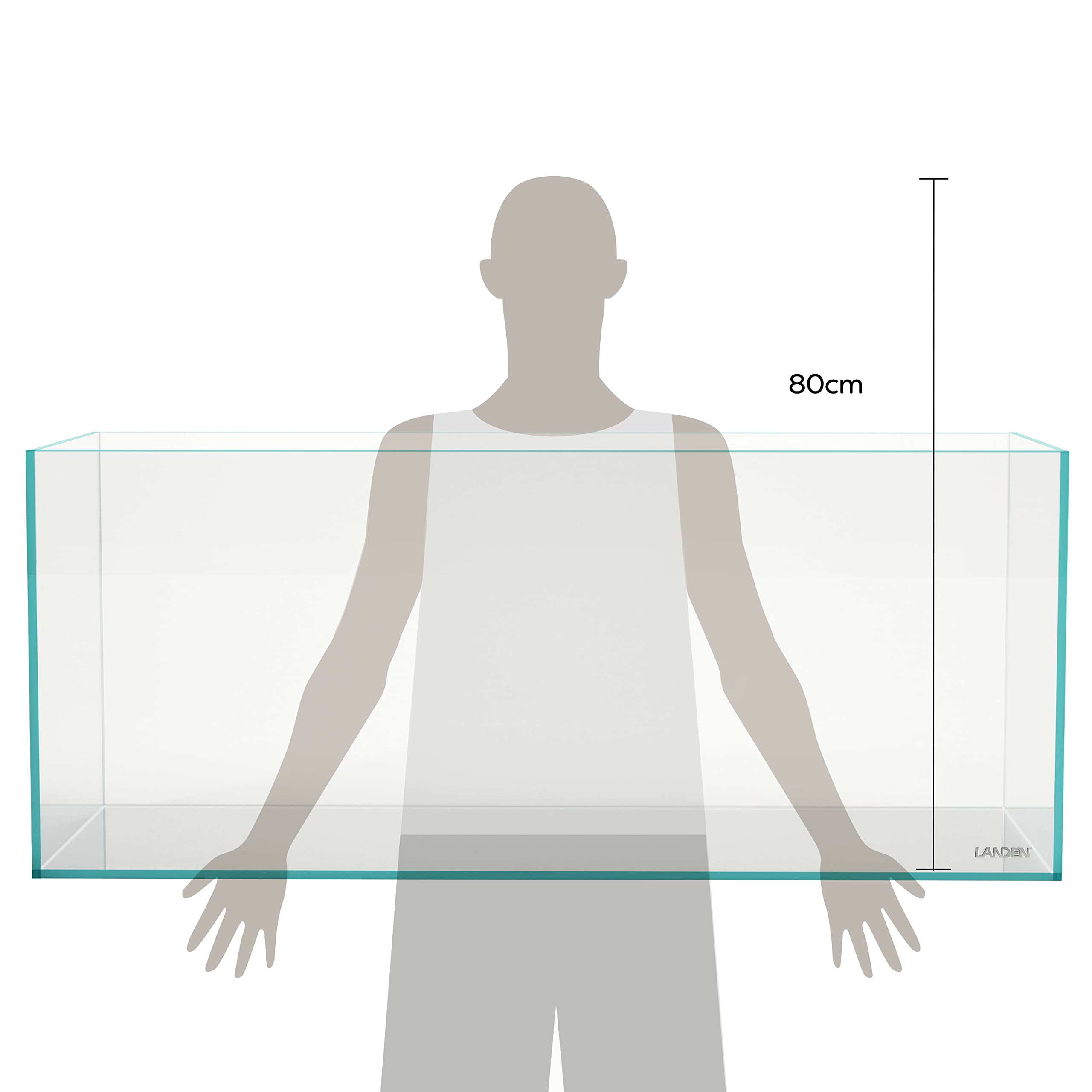 Landen 120P 72.2 Gallon Rimless Low Iron Aquarium Tank, W47.2    D19.7    H19.7 (120x50x50cm) 10mm Thickness with Black Nano Foa