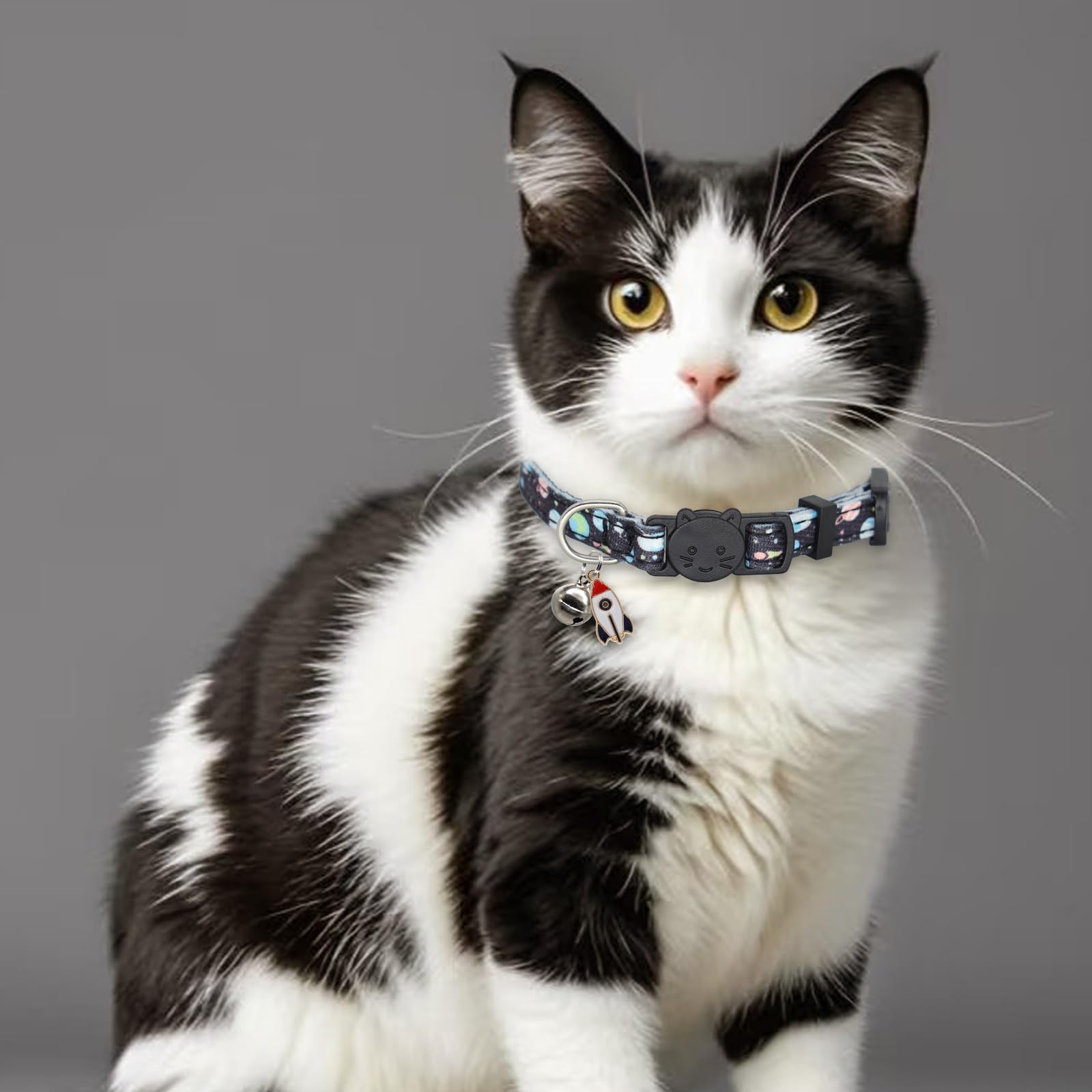 Giecooh Cotton Cat Collar, 2 Pack Breakaway Cats Collars With Bells, For Girl Boy Kittens, Planet