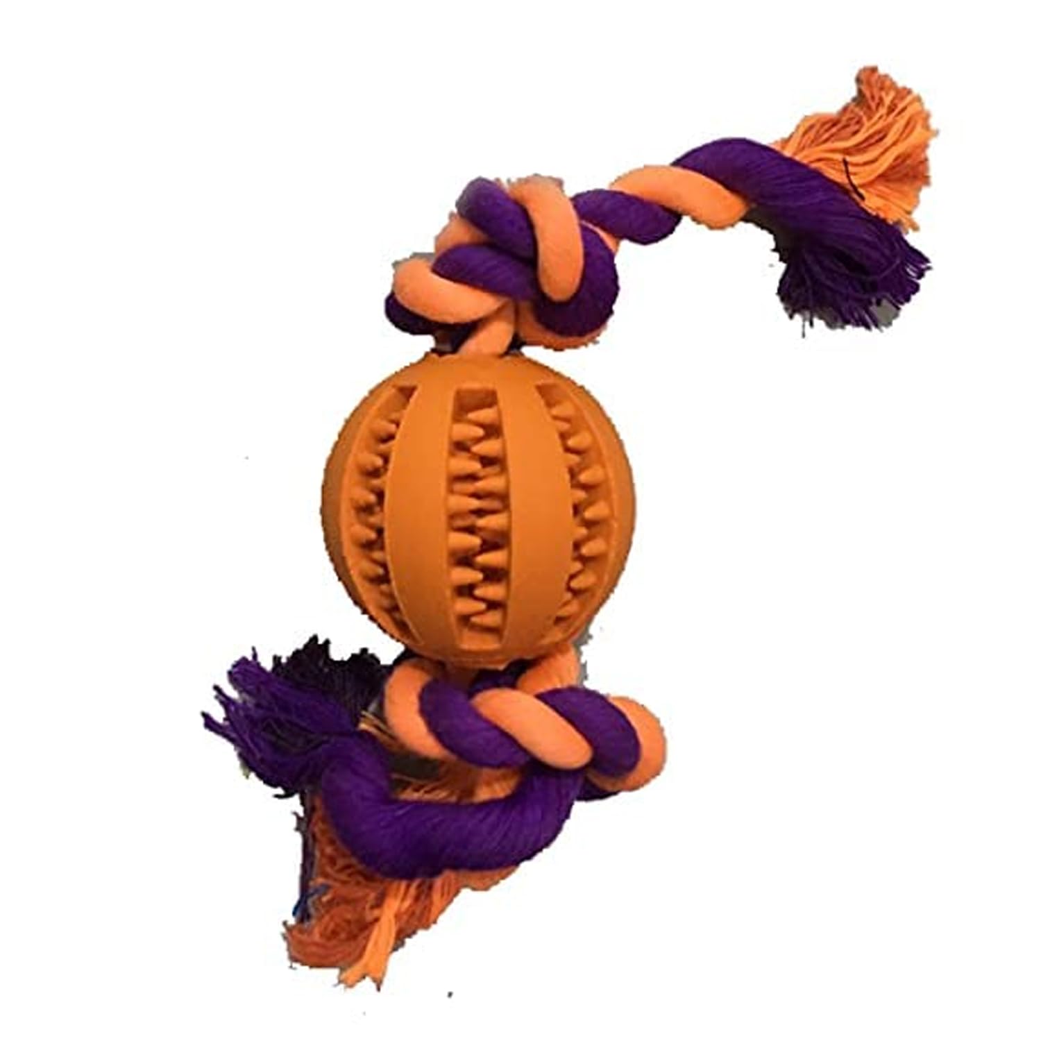 SRIPET Dog Chew Ball Interactive Toys, Dog Cleans Teeth Training Balls on Cotton Rope for Dogs (Orange, Size: Small)