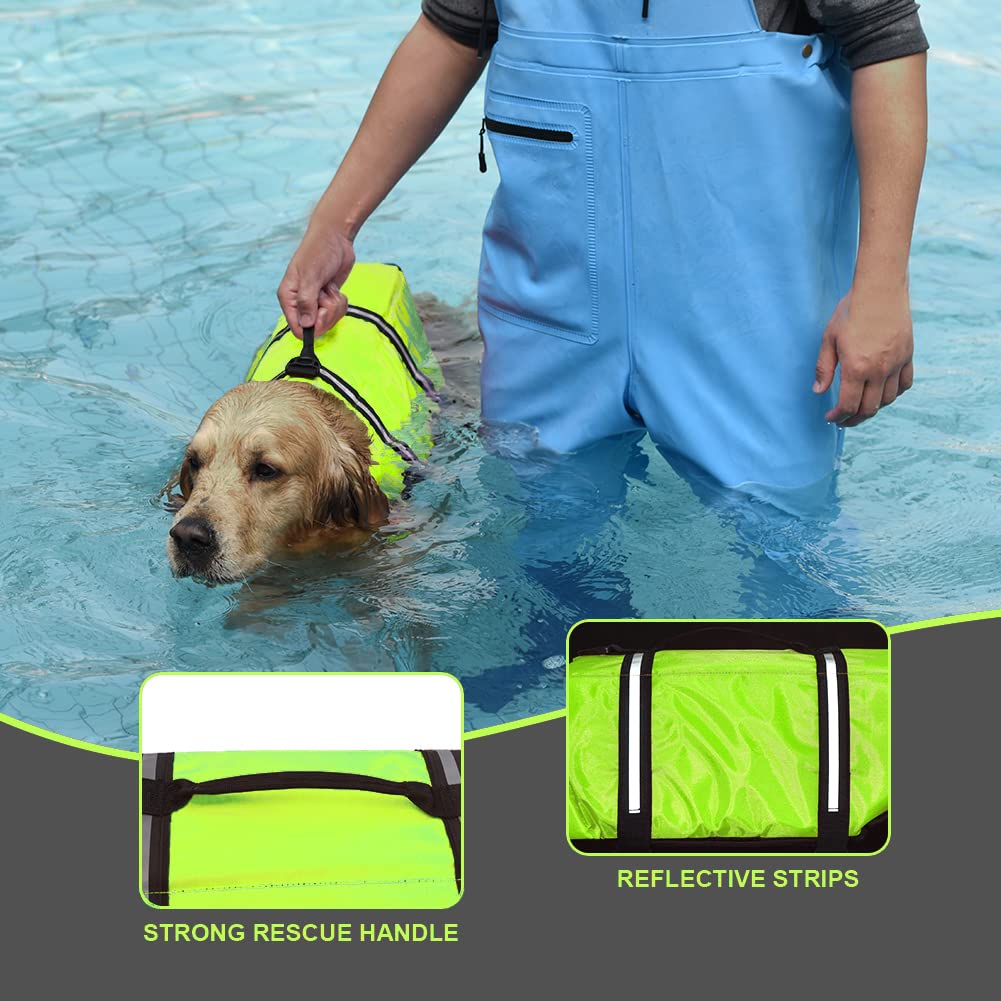 Doglay Dog Life Jacket, Dog Life Vest with Reflective Stripes, Adjustable Dog Lifesaver Pet Life Preserver with High Buoyancy Sw