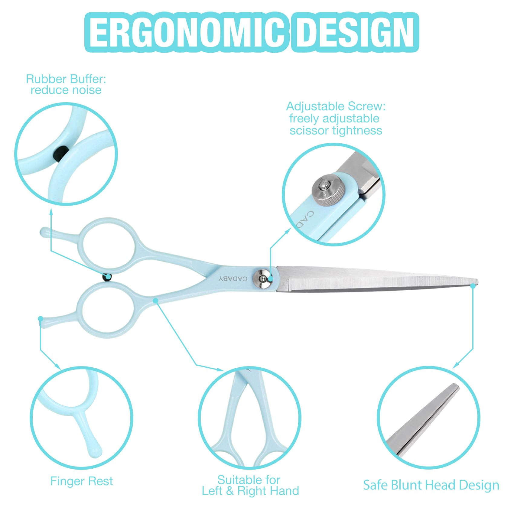 Dog Scissors for Grooming, 5 in 1 Dog Grooming Scissors Kit, Professional Dog Scissors Stainless Steel Pet Grooming Shears for D