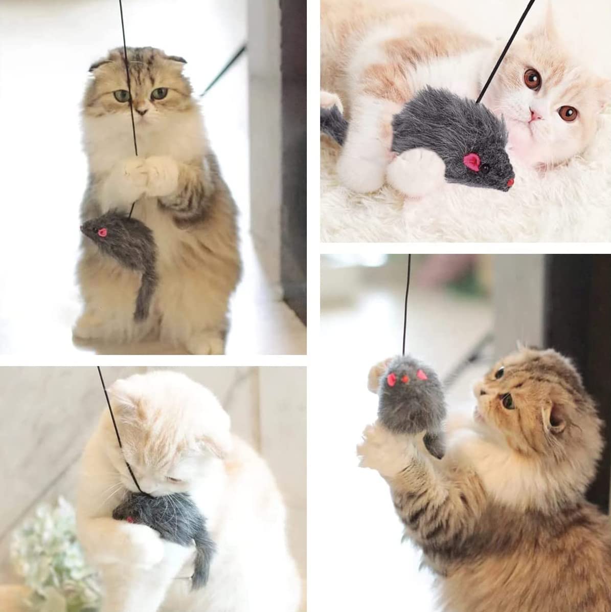 Mice Toys For Indoor Cats - 3 Pack Hanging Door Cat Toys With Tassel - Retractable Cat Toy With Rope Mouse Starfish Caterpillar