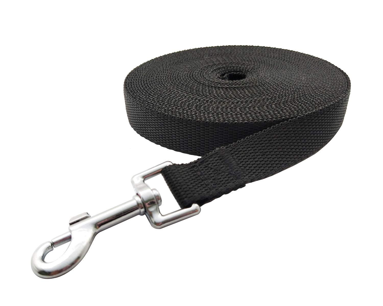 Nylon Training Dog Leash For Small Medium Large Dogs, 15Ft 20Ft 30Ft 50Ft Long Leash Dog/Puppy Lead For Obedience Recall Training, Camping (50Ft, Black)