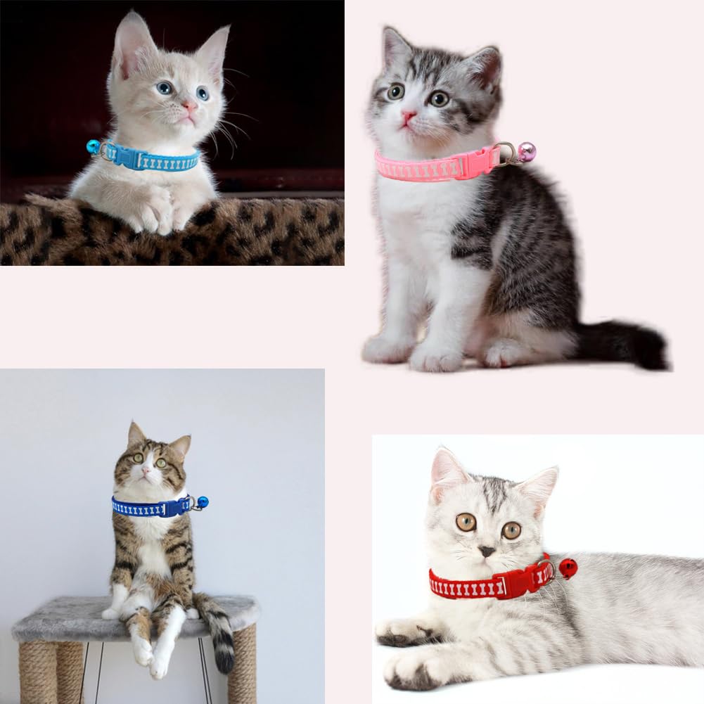 Red Dog Collar With Bell, 2-Pack Basic & Bone Cat Collars With Bells Girl Puppy Dog Collar For Xxs Xs Small Tiny Pet Dogs Female
