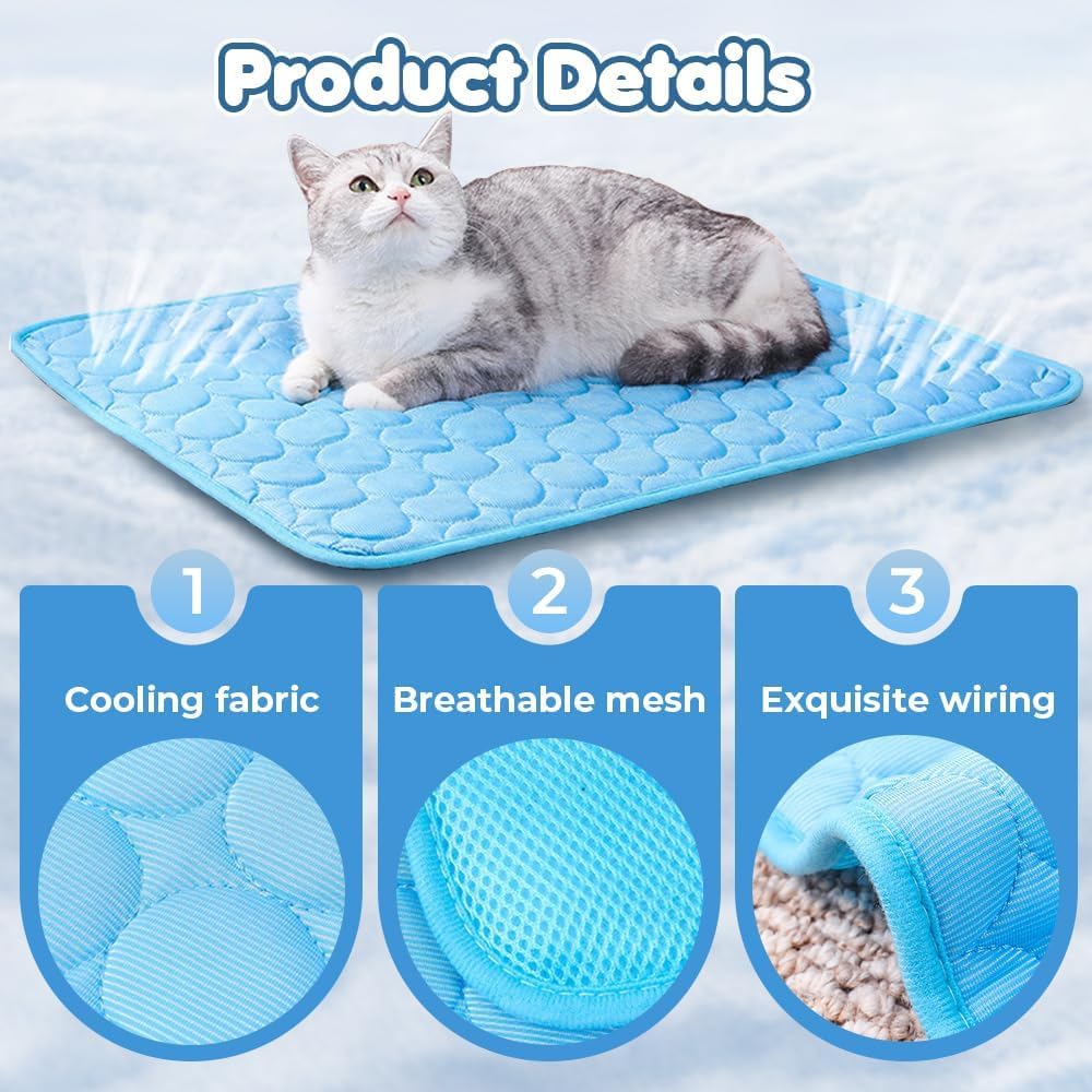 Vaiwenta Dog Cooling Mat, 2025 New Pet Cooling Mats Washable Portable Coolings Pad for Dogs Cats, Pet Sleeping Mat for Home(Blue
