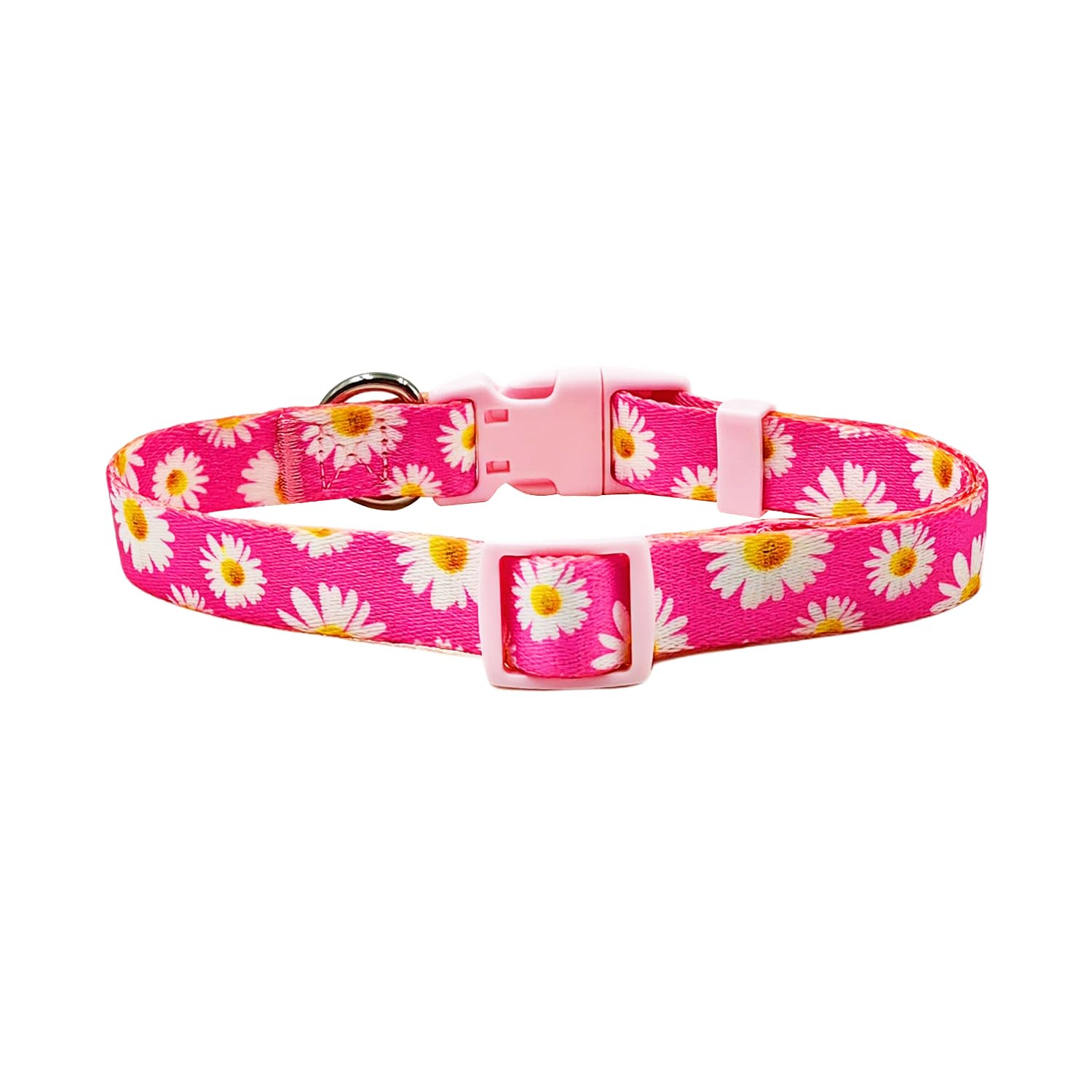 Olahibi Basic Dog Collar, Daisy Floral Pattern, Soft And Durable Polyester Material, Adjustable Length, For Small Dogs.(Small, H