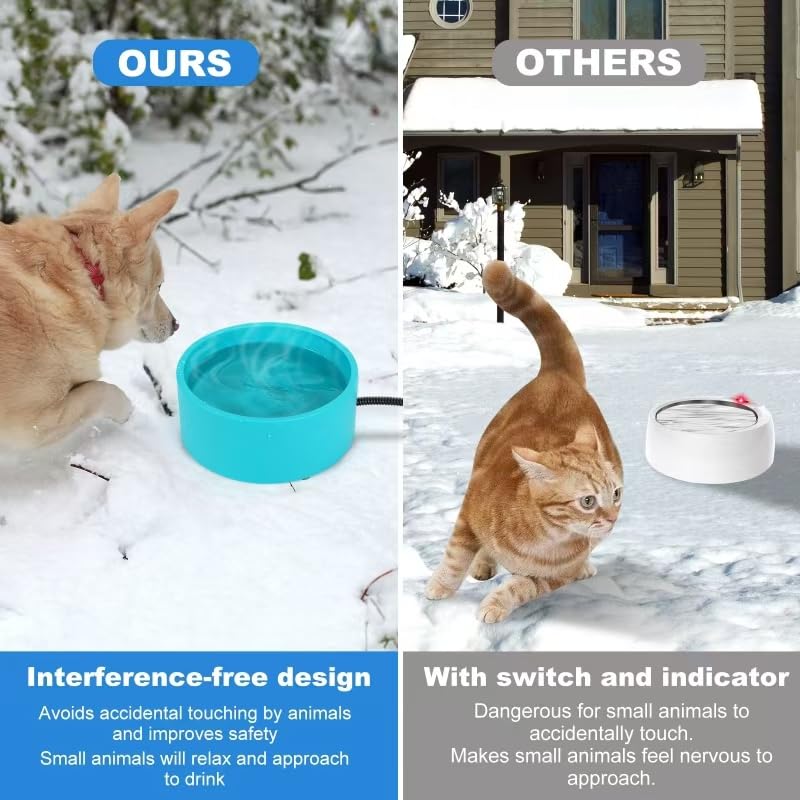 3.2L Heated Water Bowl for Dogs, Outside Heated Dog Bowl, Large Heated Dog Water Bowl Outdoor, Thermostatic Control Heated Cat B