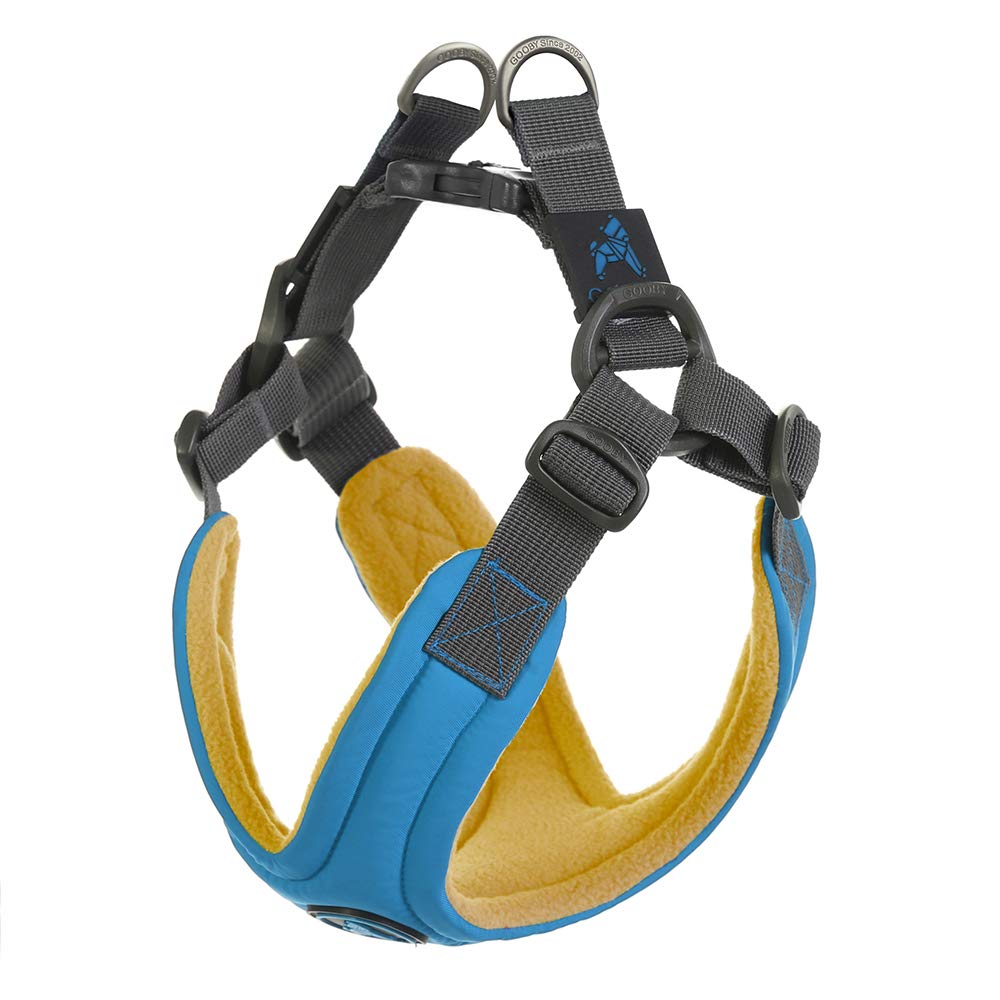Gooby Escape Free Memory Foam Harness - Large, Blue - No Pull, Four Point Adjustment for Small & Medium Dogs