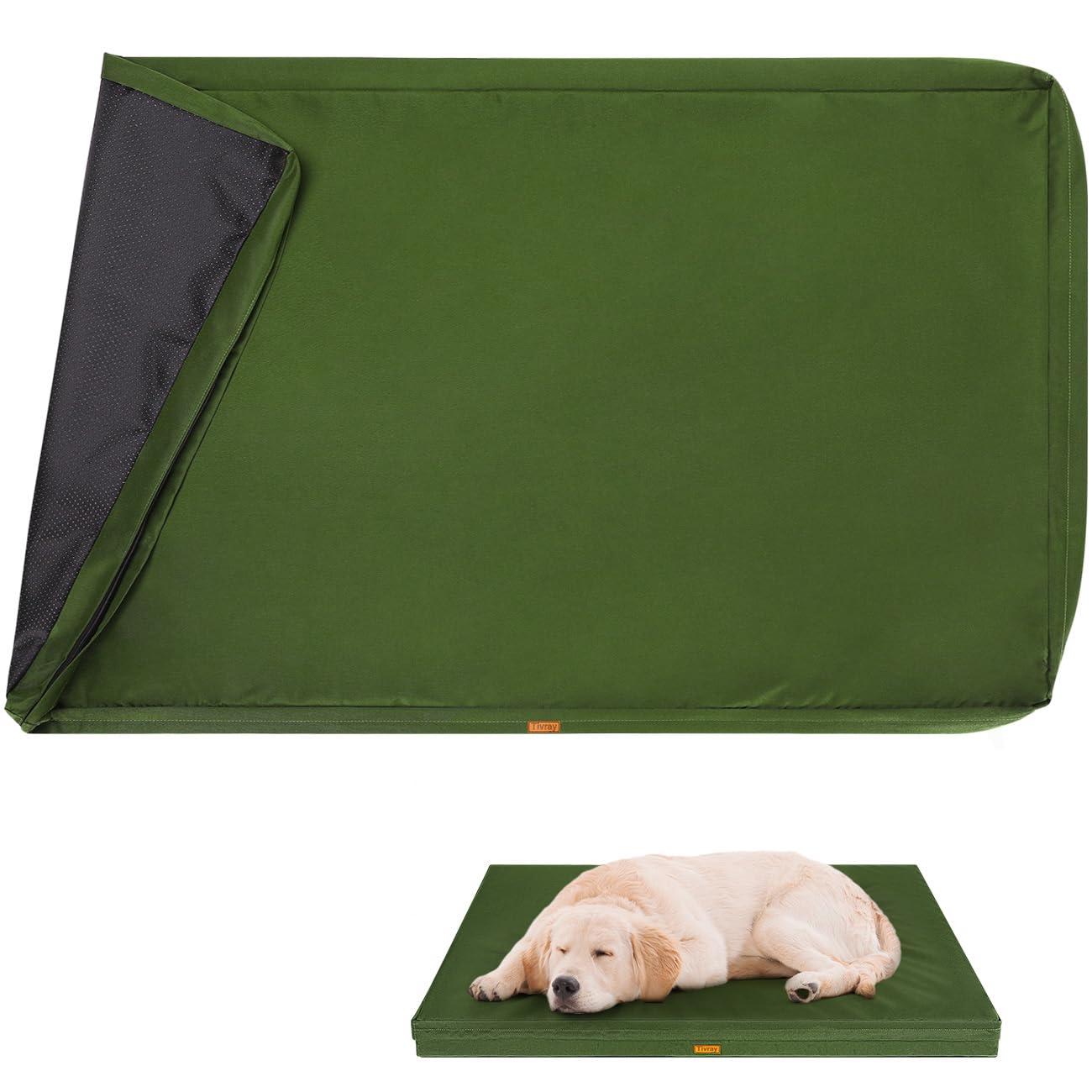 Tivray Waterproof Dog Bed Cover With 3-Sided Zipper, Washable Removable Pet Bed Mattress Protector, 44X32X3 Inch - Xl