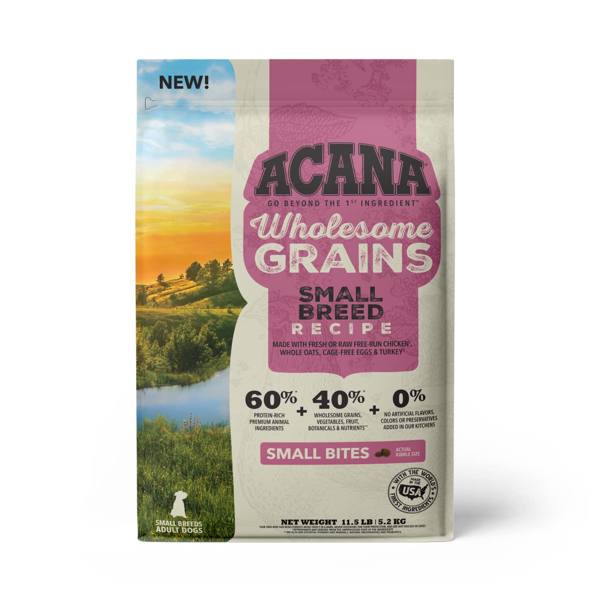 ACANA Wholesome Grains Dry Dog Food, Small Breed Recipe, Chicken and Turkey Dog Food, 11.5lb