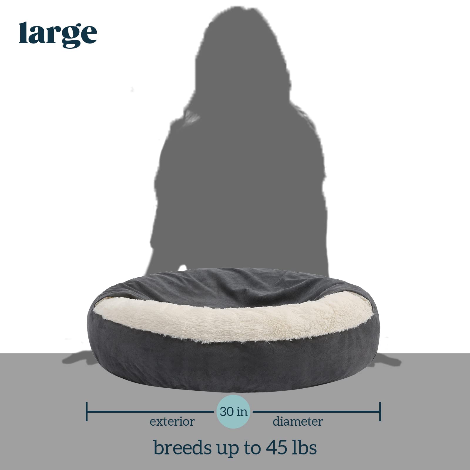 Pelzin 30'' Medium Dog Bed For Medium Dogs Up To 45Lbs - Washable Burrow Puppy Beds With Blanket Attached - Covered Dog Cave Bed