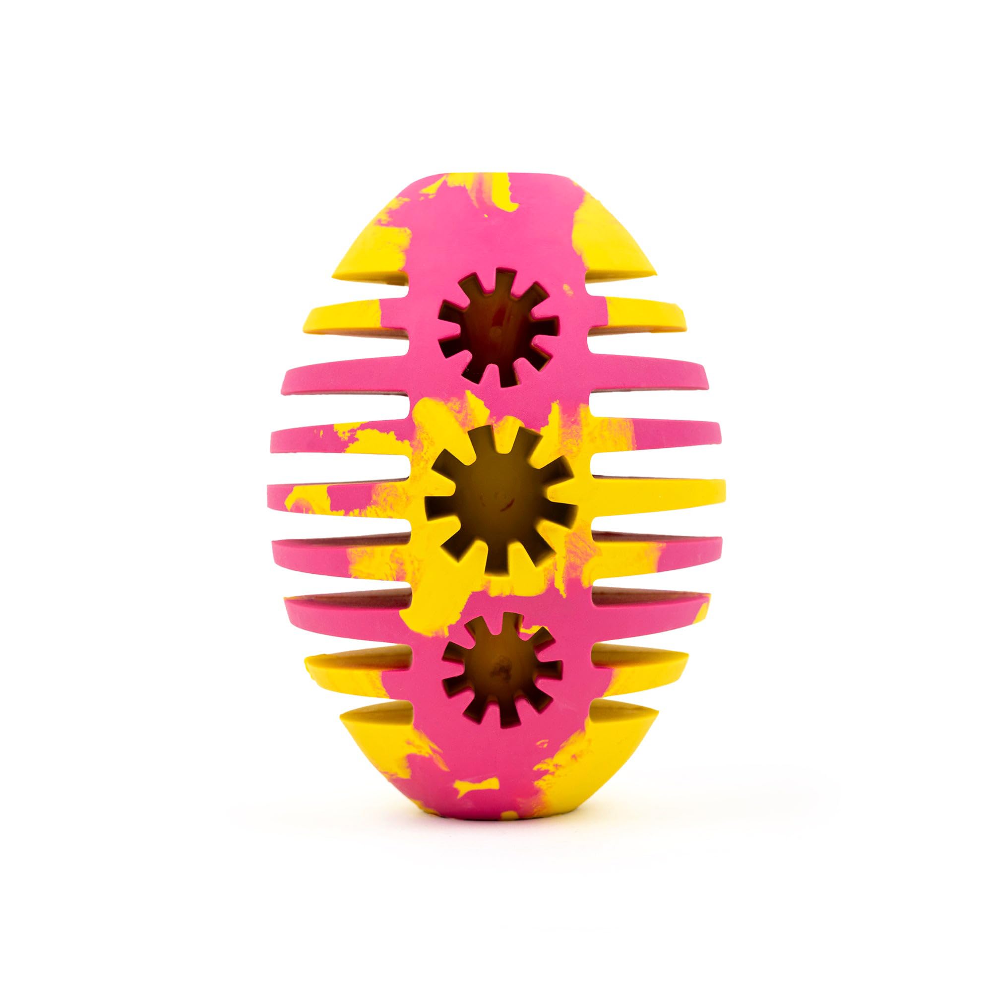 Heads Up For Tails HUFT Ruff Rugby Ball Chew Dog Toy  Pink & Yellow