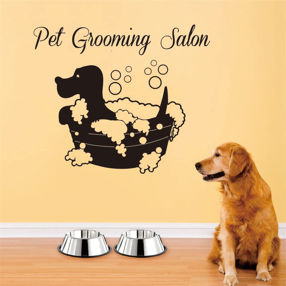 Anfrjji Pet Grooming Wall Decal - Create A Fun, Playful Atmosphere With Removable Pvc Stickers - Perfect For Pet Shops, Grooming