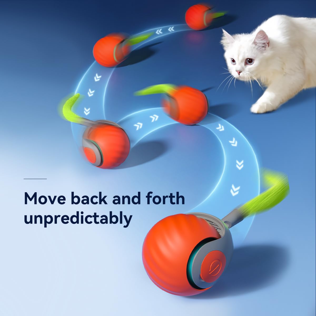 Petgravity Blue Speedy Sprint Ball Toy - Type-C Rechargeable Interactive Toy for Cats