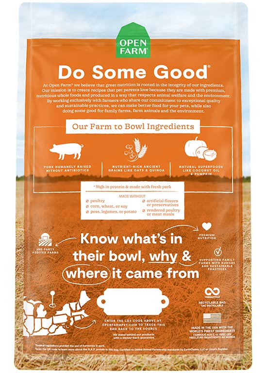 Open Farm, Ancient Grains Dry Dog Food, Protein-Rich & Nutrient Dense, 90% Animal Protein Mixed with Non-GMO Fruits, Veggies and
